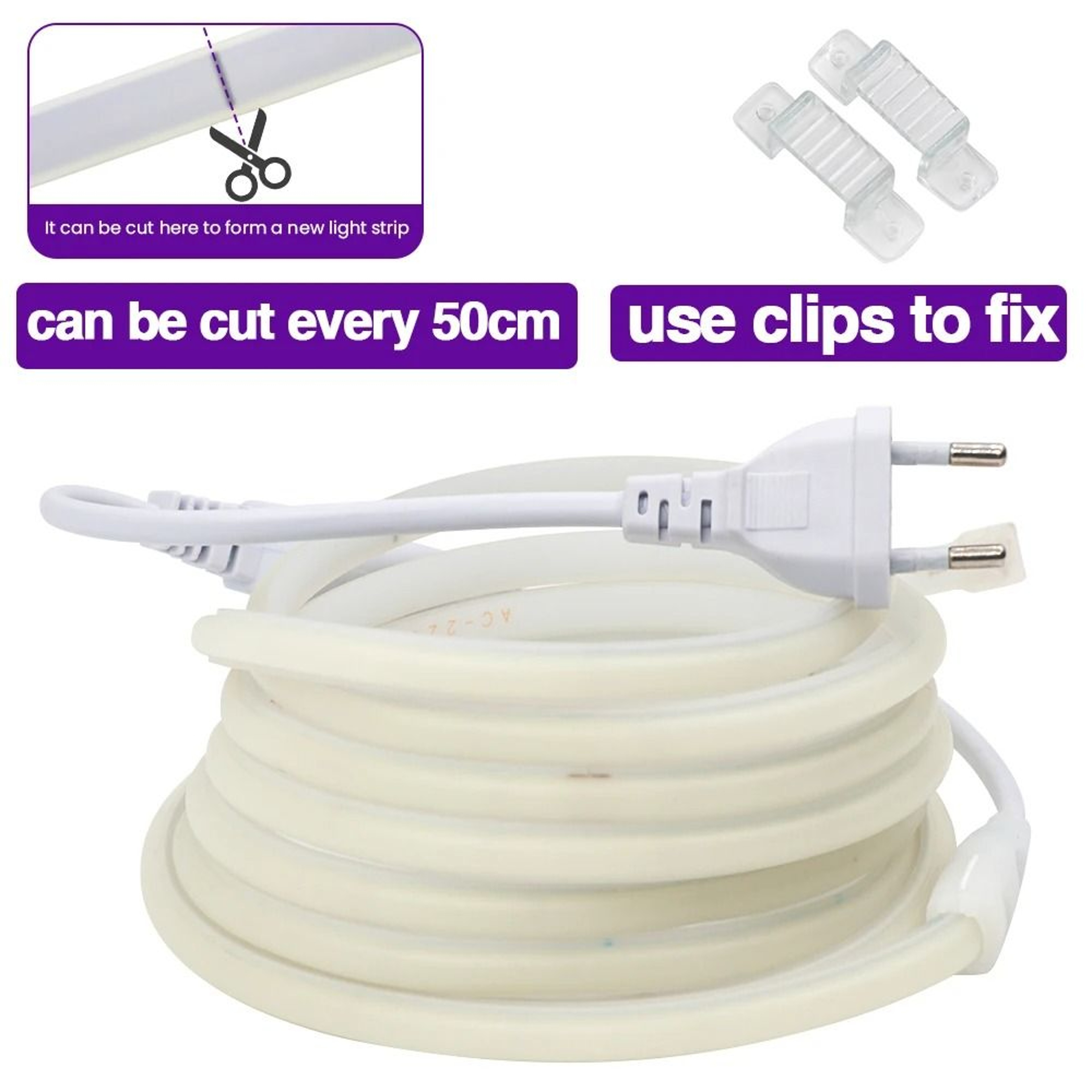 220V Waterproof COB LED Strip Flexible Neon Ribbon Light 14