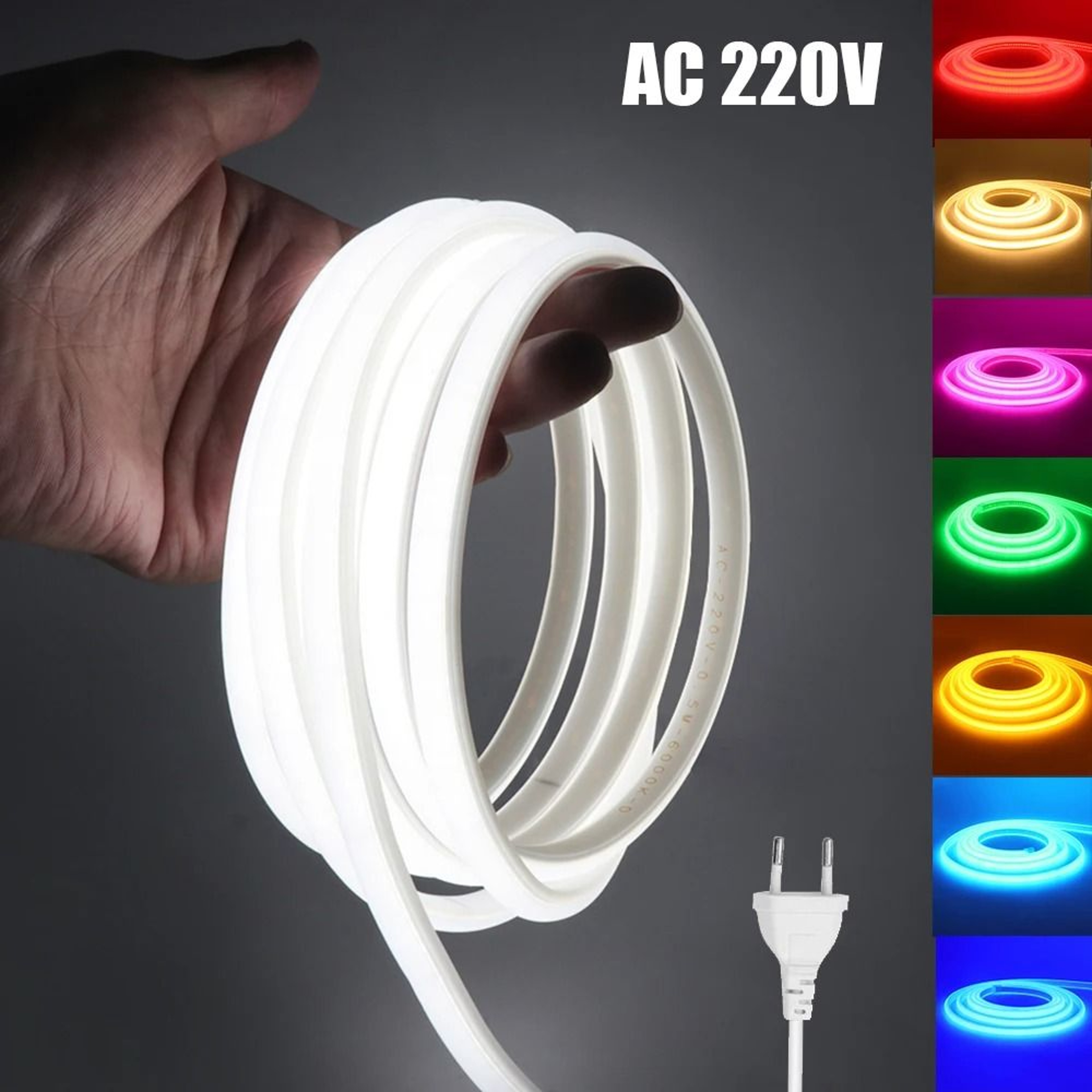 220V Waterproof COB LED Strip Flexible Neon Ribbon Light 0