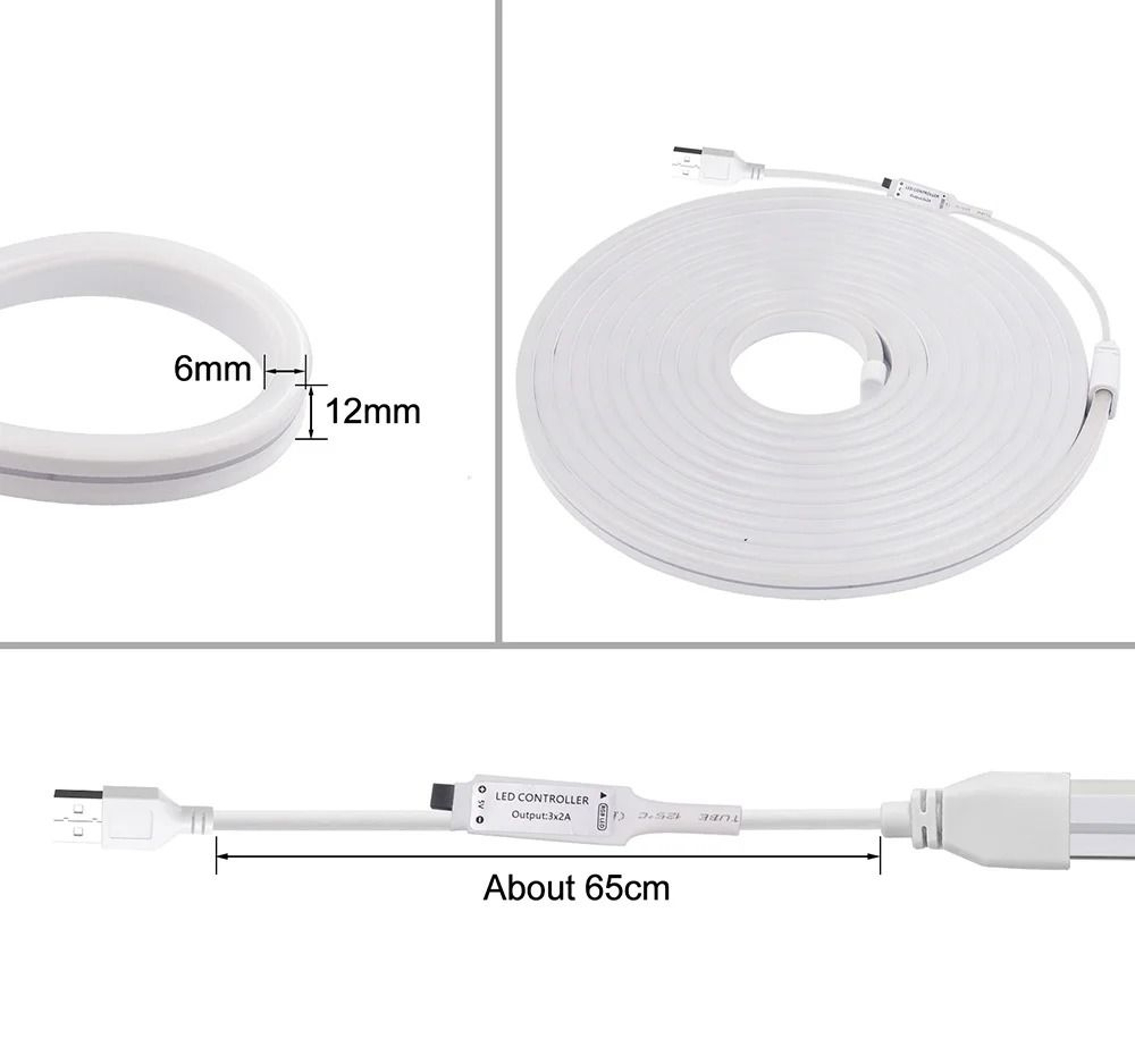 5V USB RGB LED Neon Strip Light With 24Key Remote 3