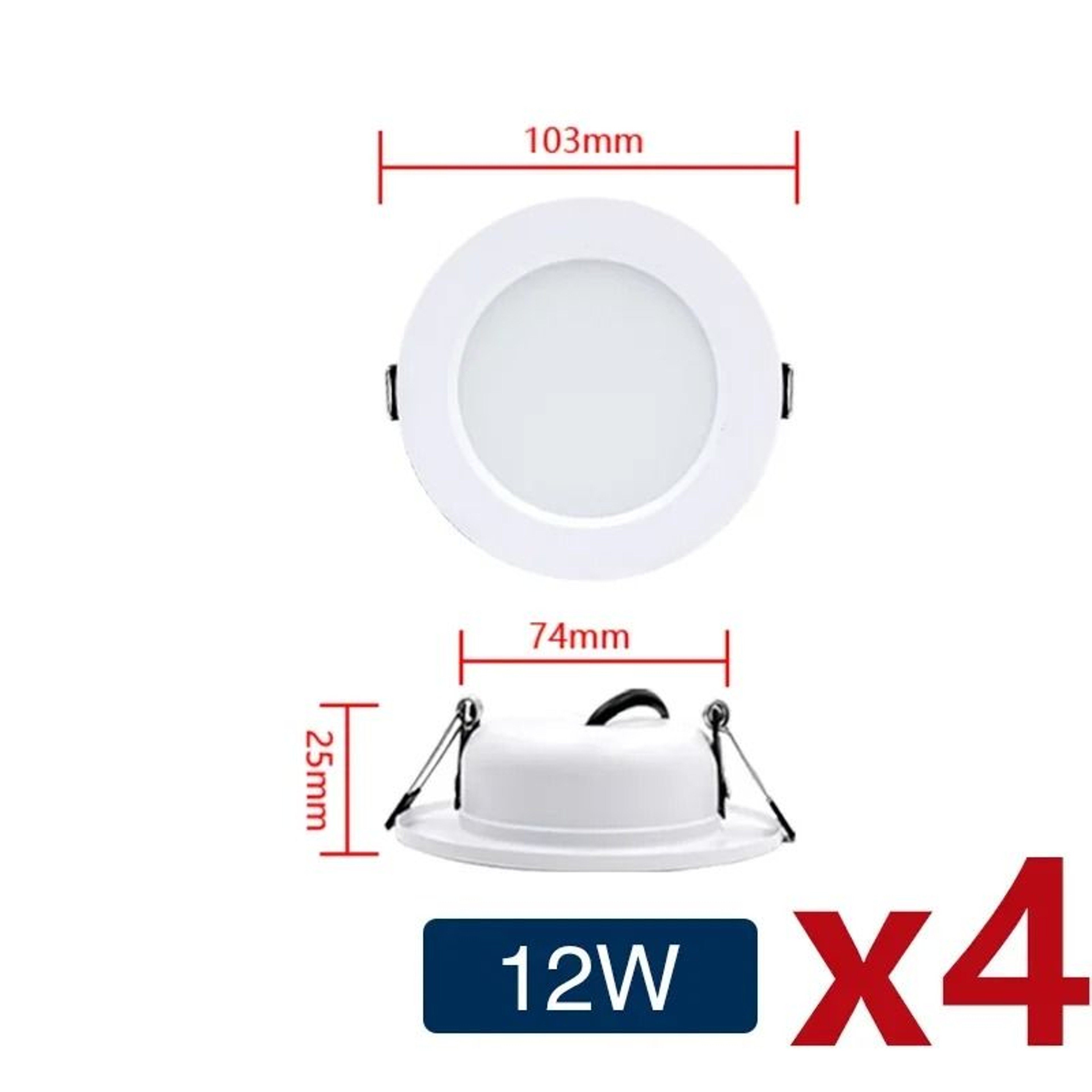 4PCS Recessed LED Downlight Round Ceiling Panel Light 5W18W 3