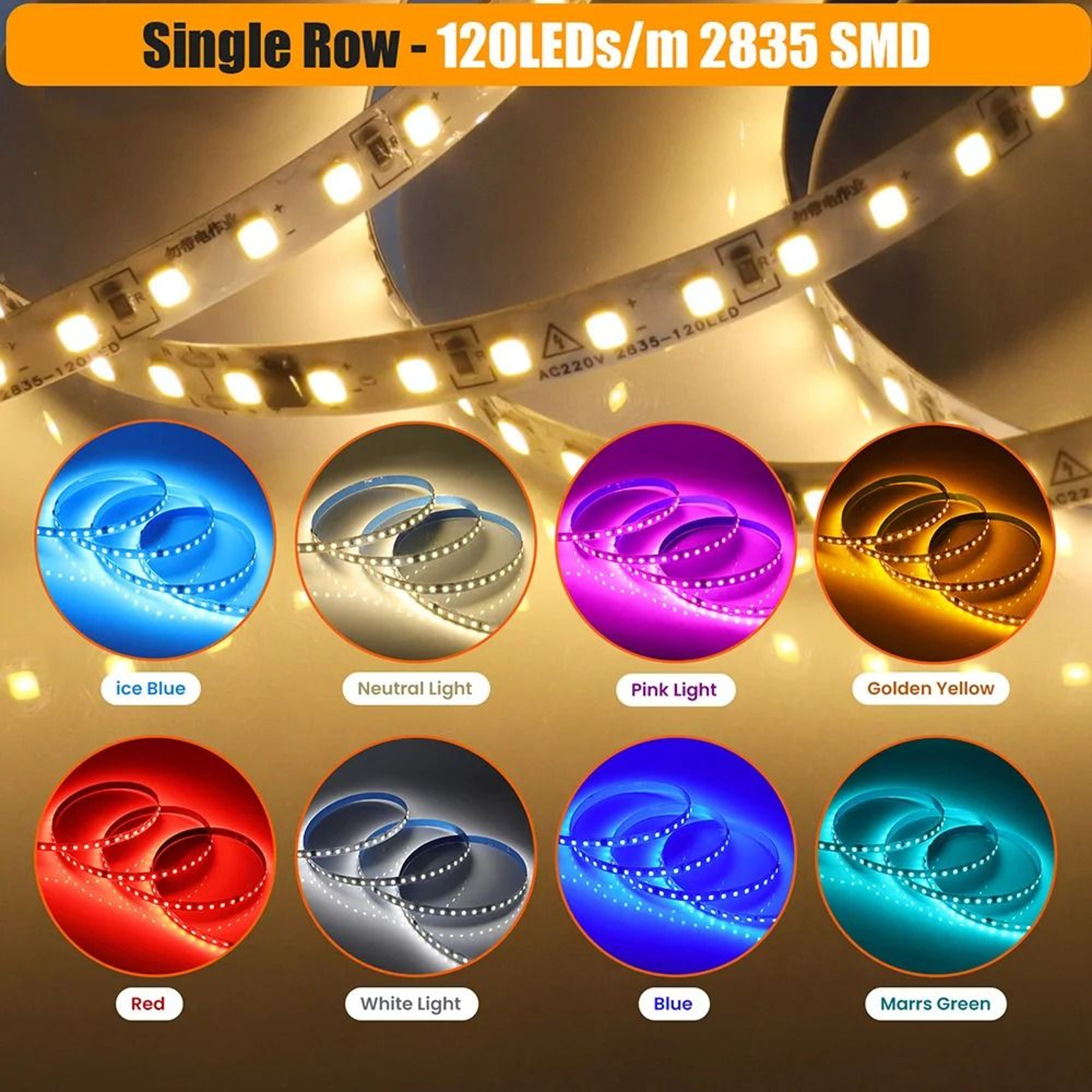 220V Waterproof LED Strip Light 120240LED Flexible Ribbon 6