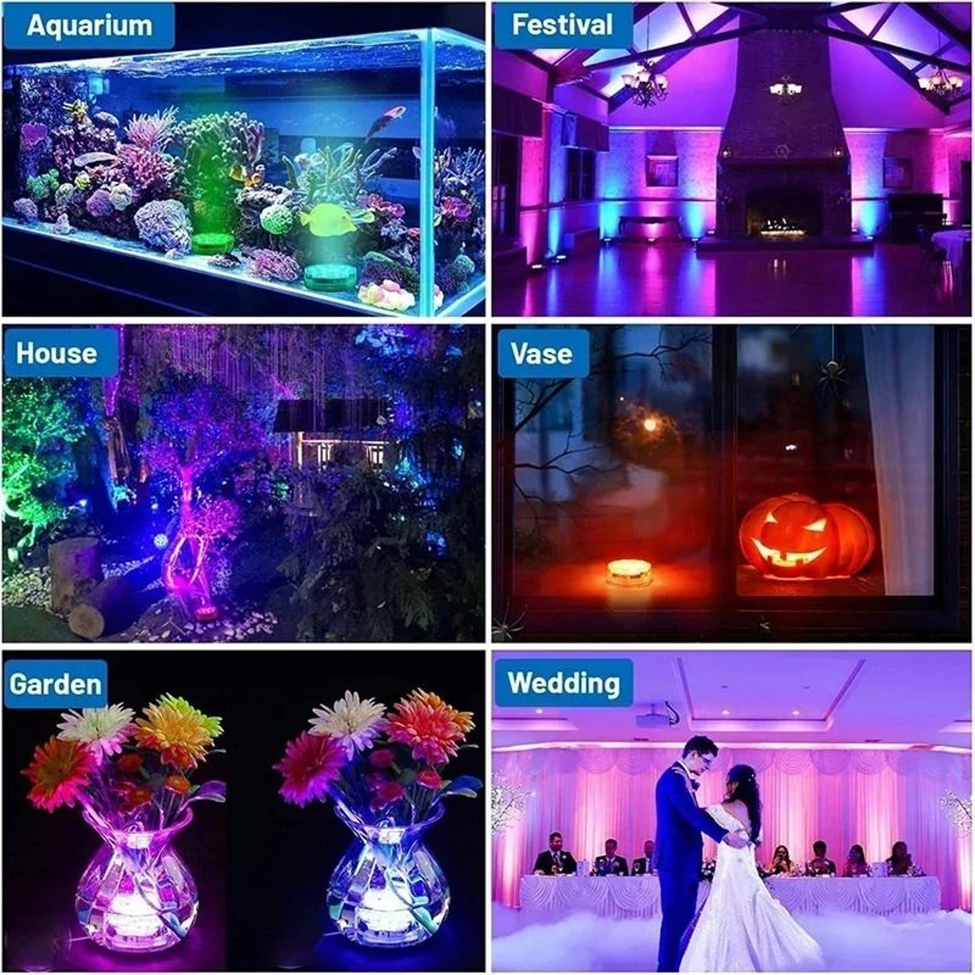 Waterproof Submersible RGB LED Lights With Remote Control 10