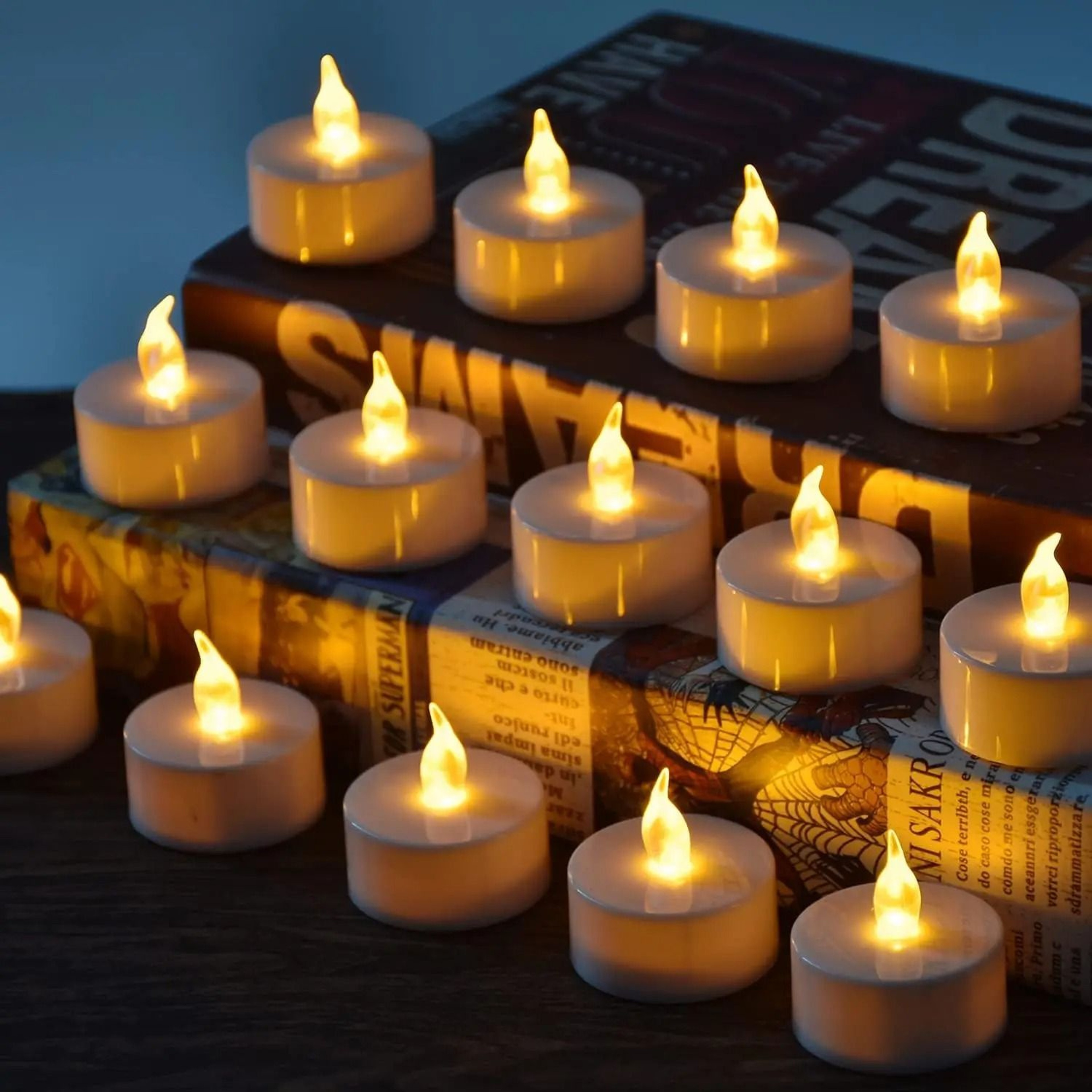 122448Pack Flameless LED Tea Lights With Warm Flickering Glow 1