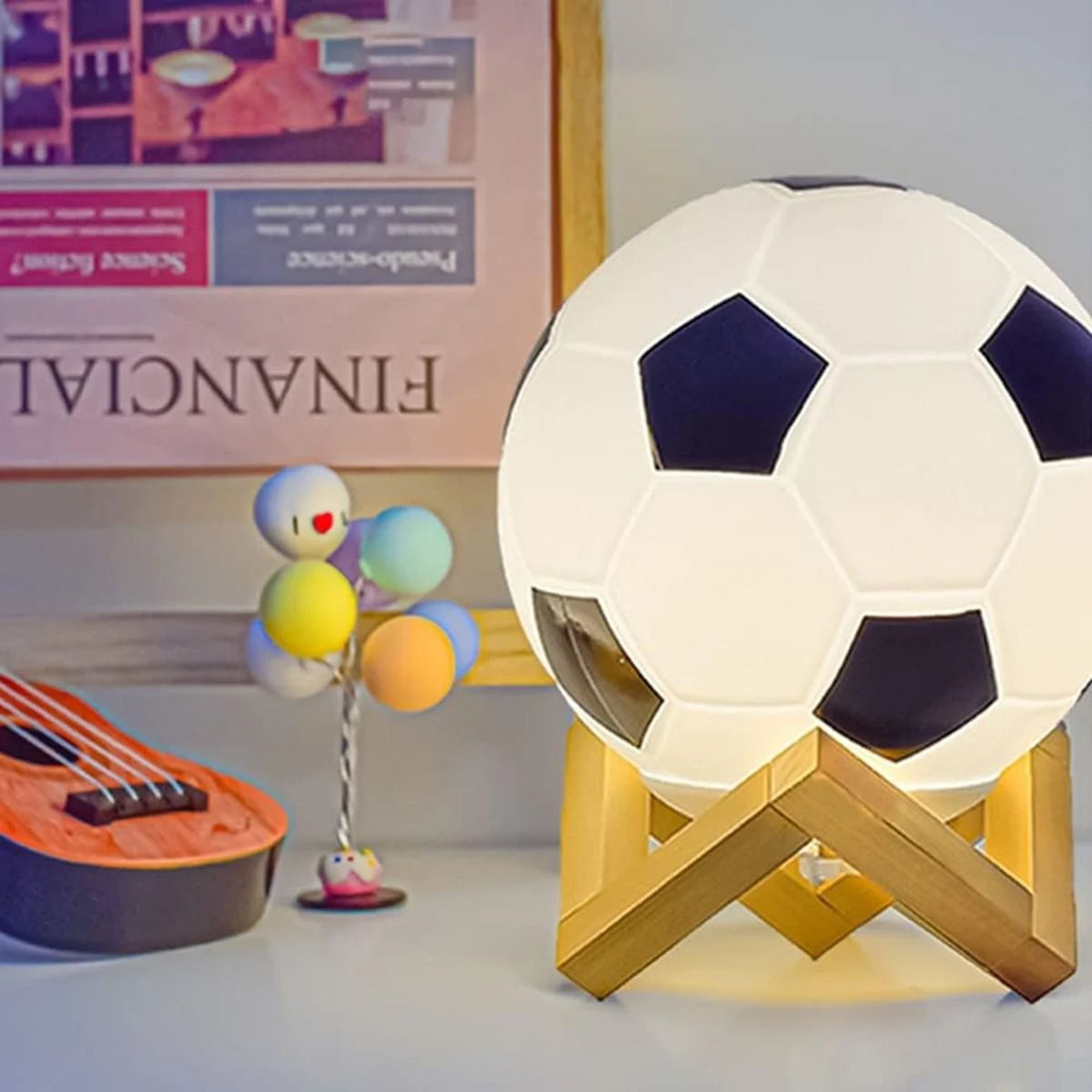 14cm 3D Football Night Light Battery Powered Soccer Bedroom Lamp 5