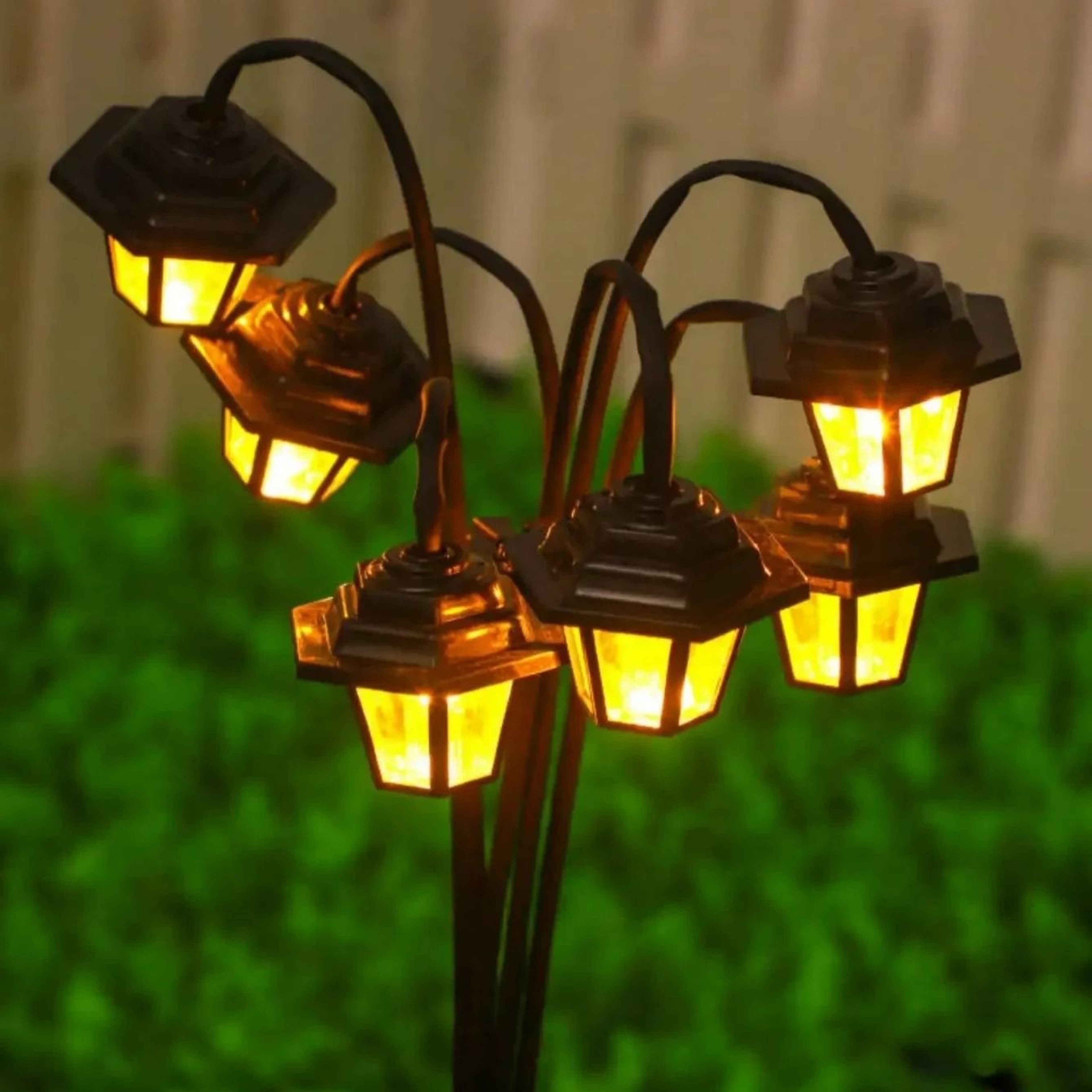 6 LED Solar Retro Lantern Light Vintage Outdoor Garden Lamp 5