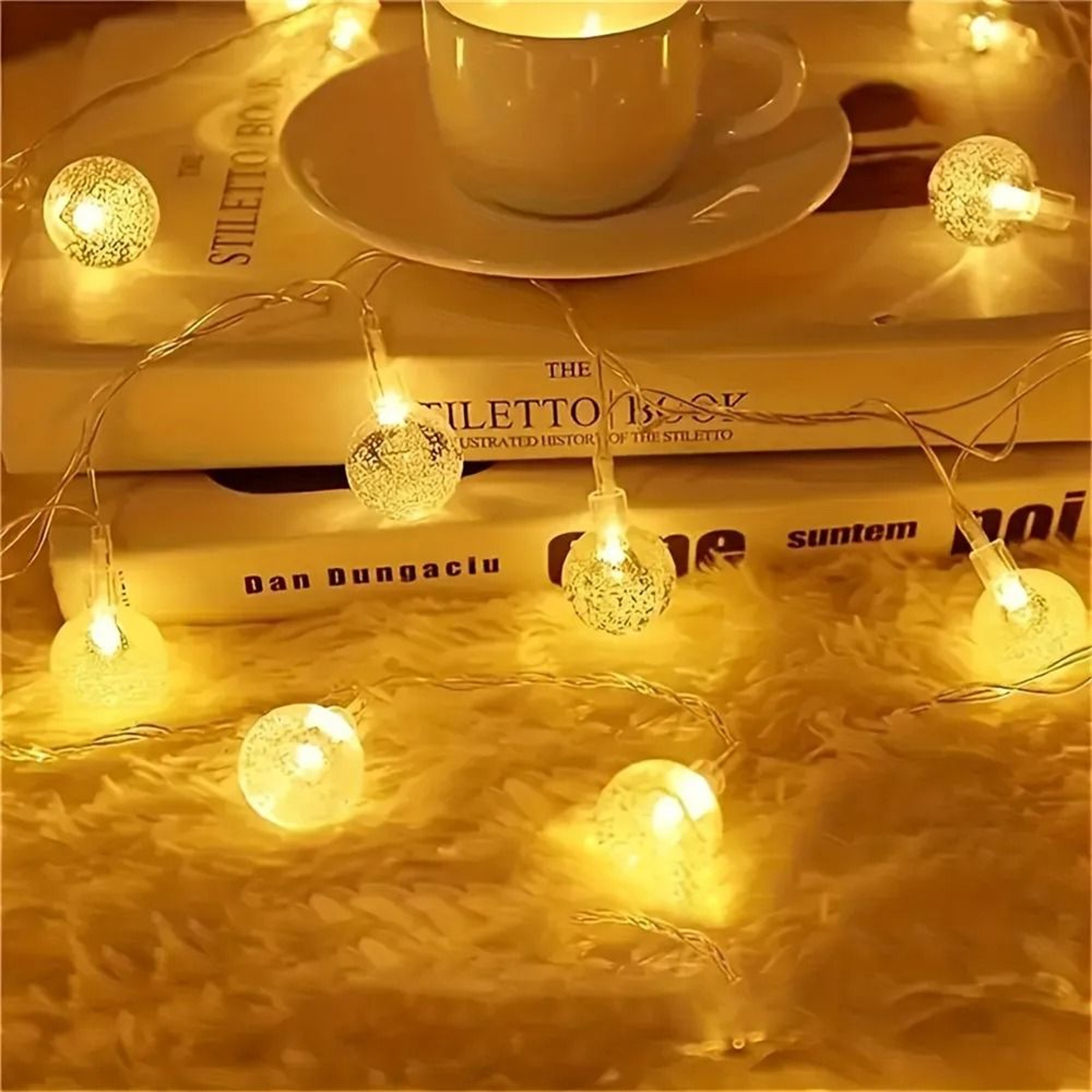 Golden Glow LED Bubble Ball String Lights Battery Powered Fairy Garland 6