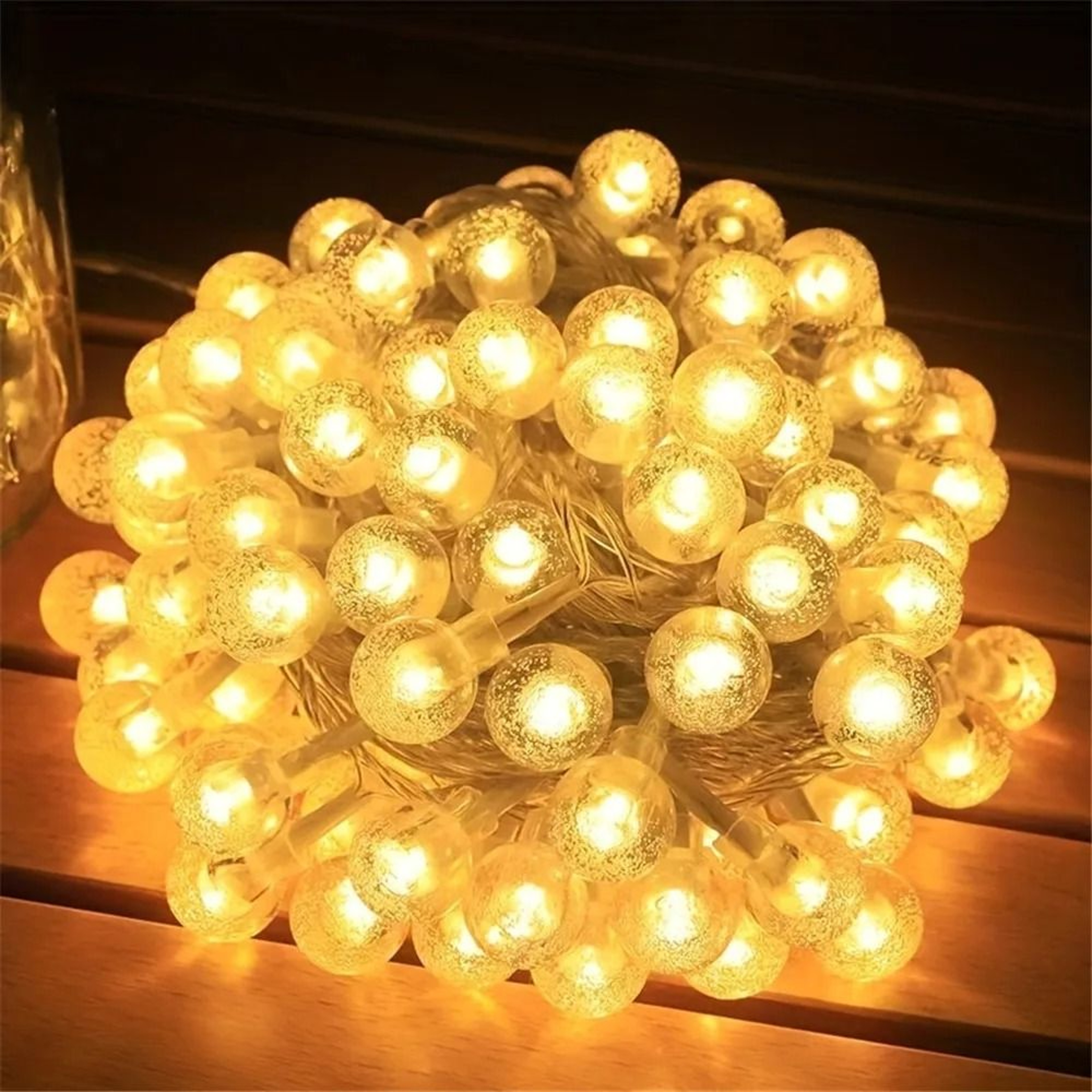 Golden Glow LED Bubble Ball String Lights Battery Powered Fairy Garland 2