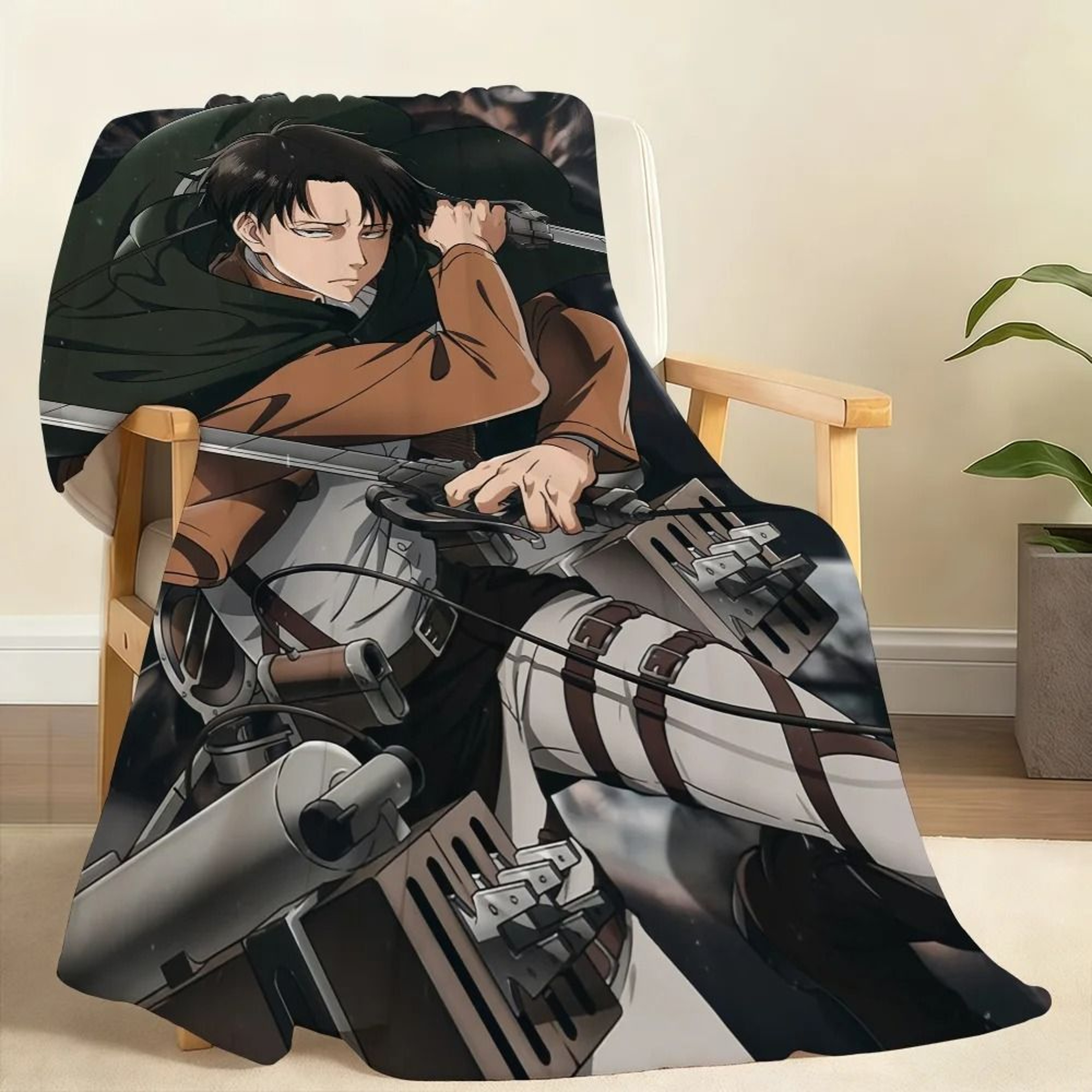 Levi Ackerman Anime Throw Blanket Soft Chibi Plush Blanket 2