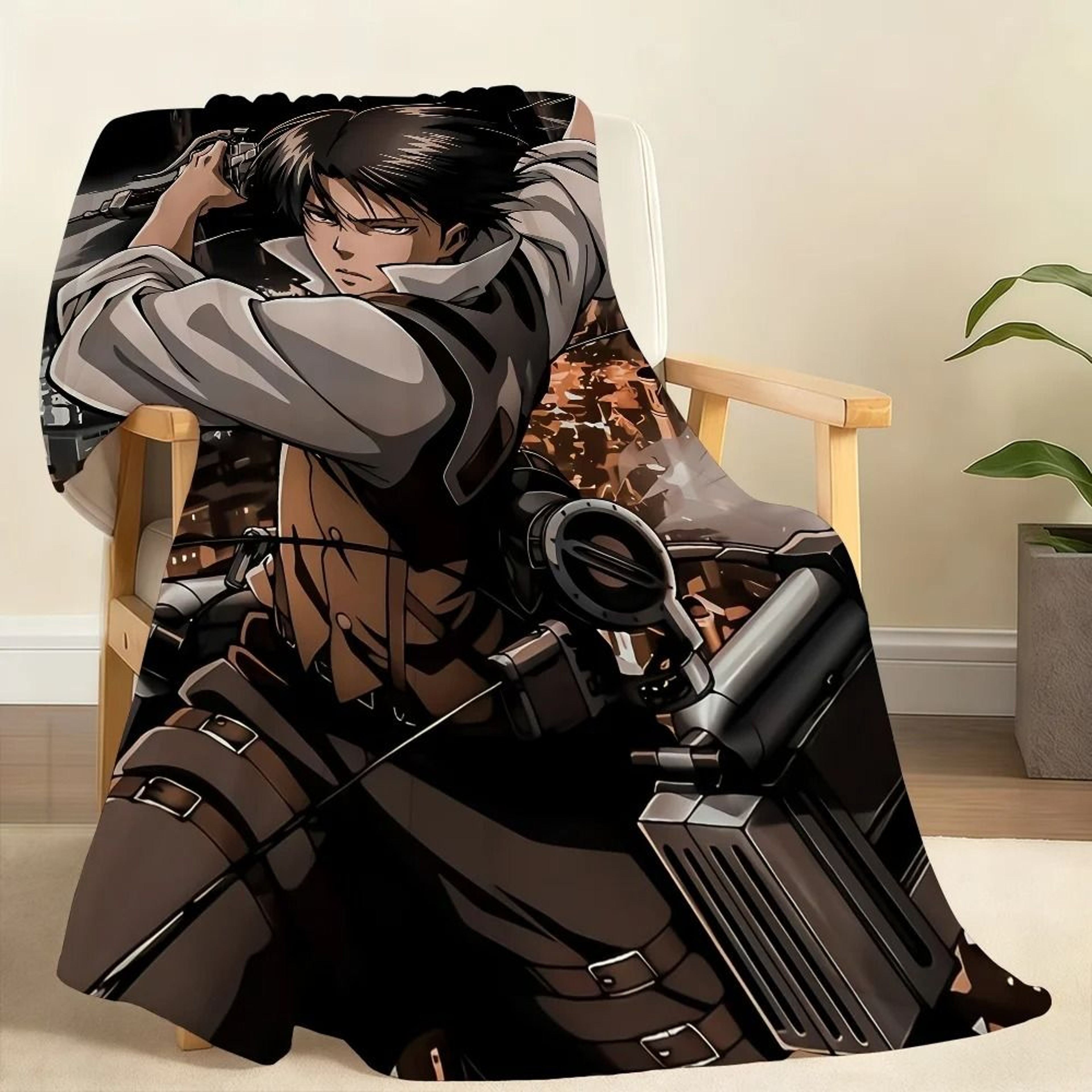 Levi Ackerman Anime Throw Blanket Soft Chibi Plush Blanket 7