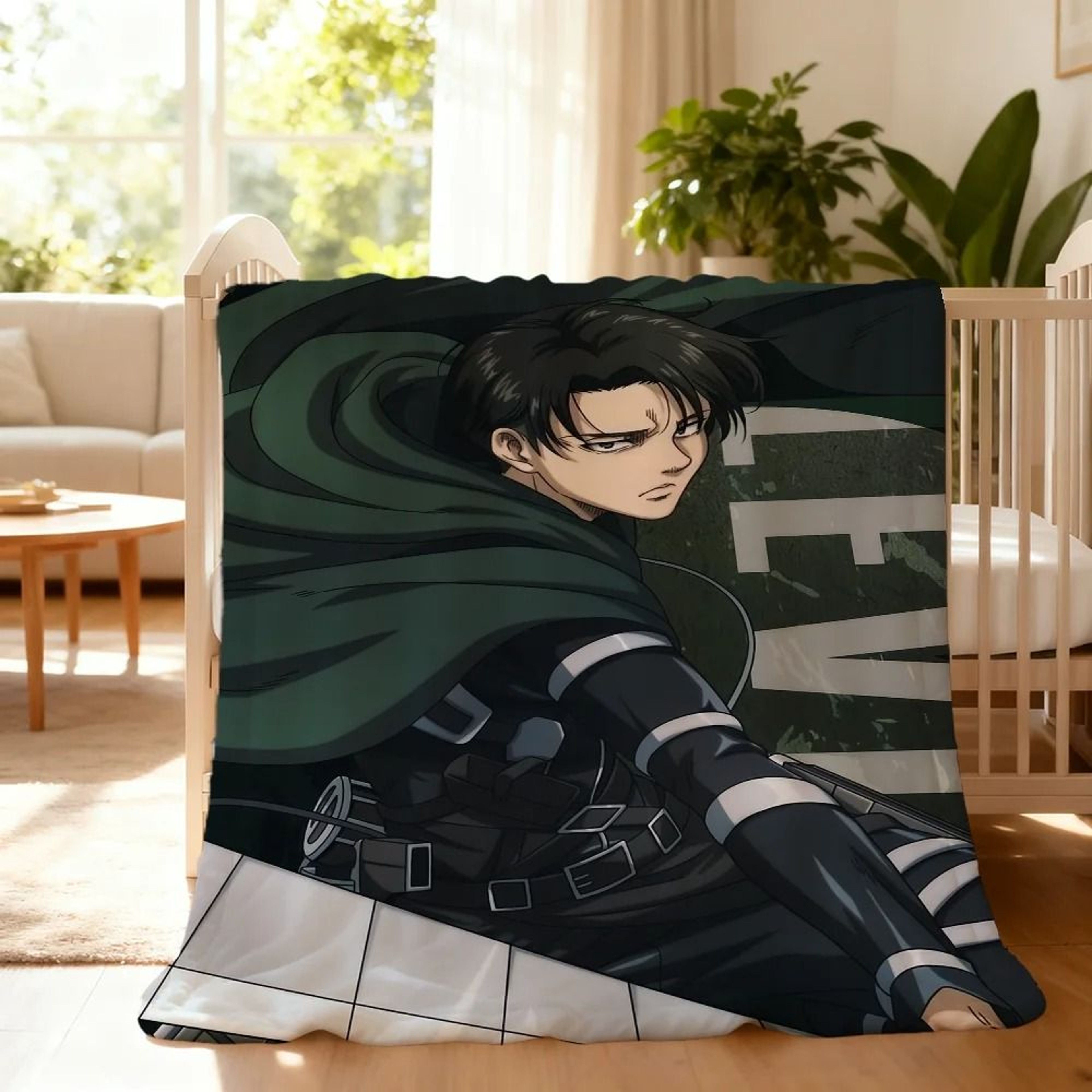 Levi Ackerman Anime Throw Blanket Soft Chibi Plush Blanket 10
