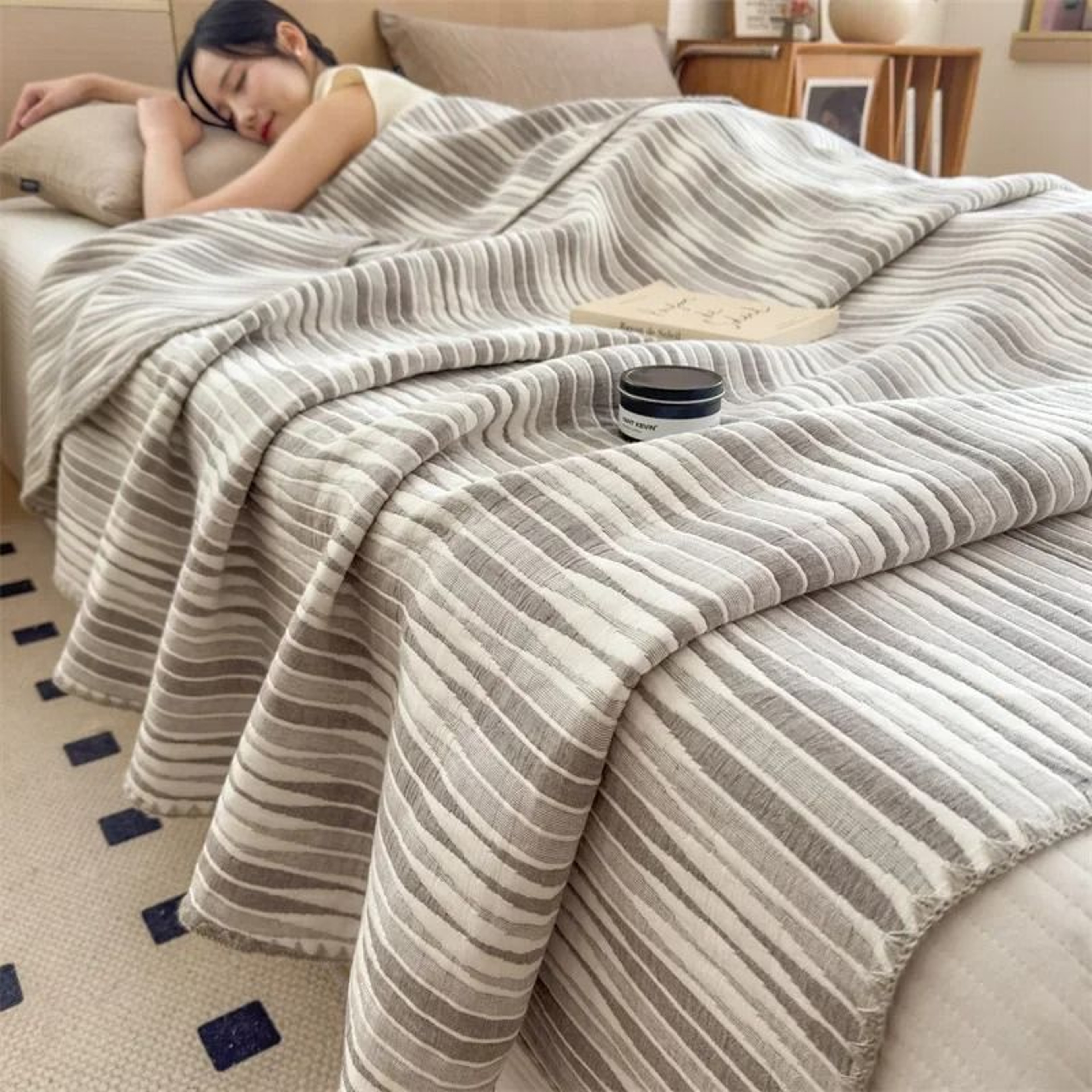 3 Layer Cotton Gauze Blanket Lightweight Pure Cotton Throw 12