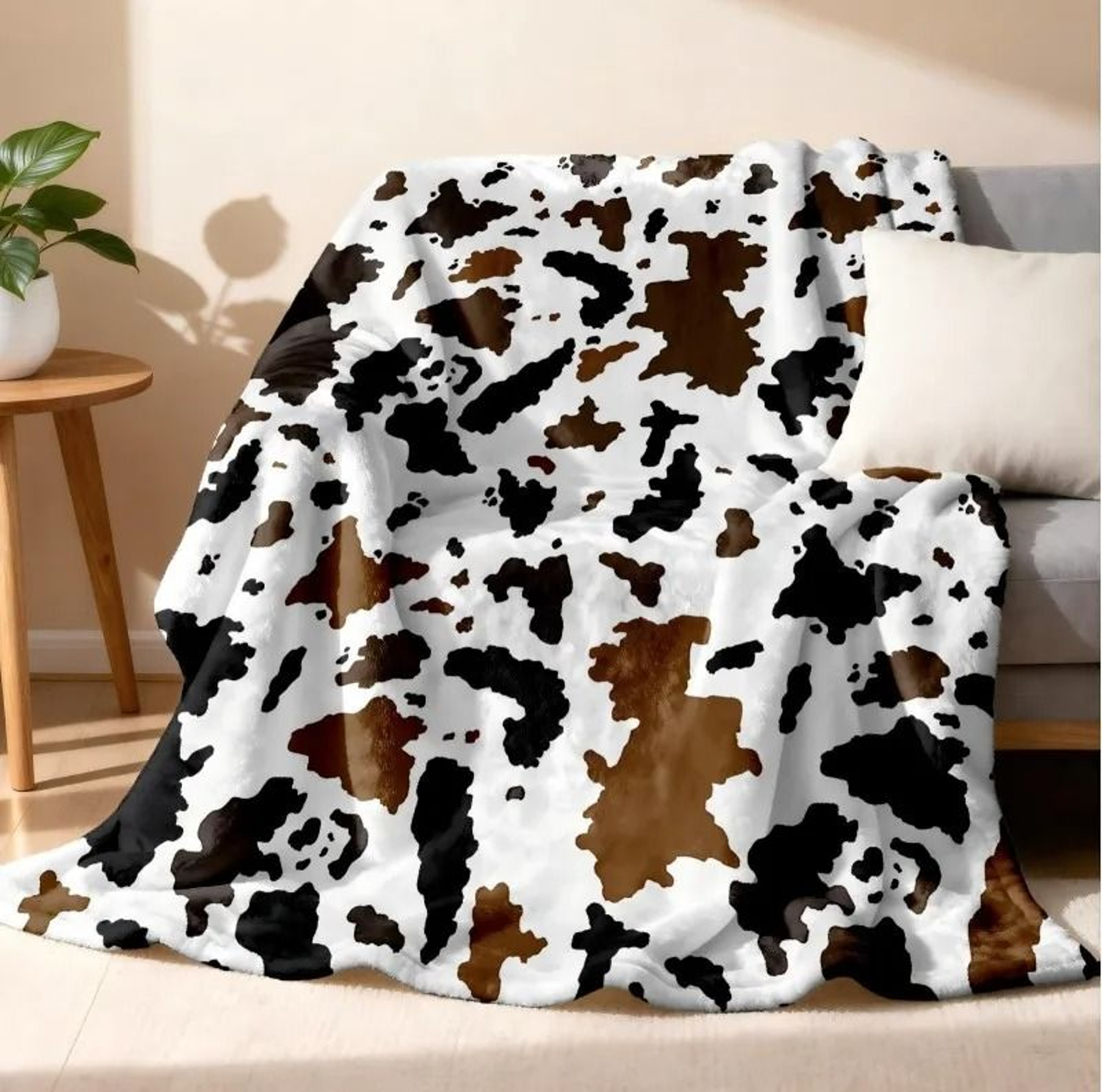 Cow Print Flannel Throw Blanket Soft Lightweight All Season Blanket 12