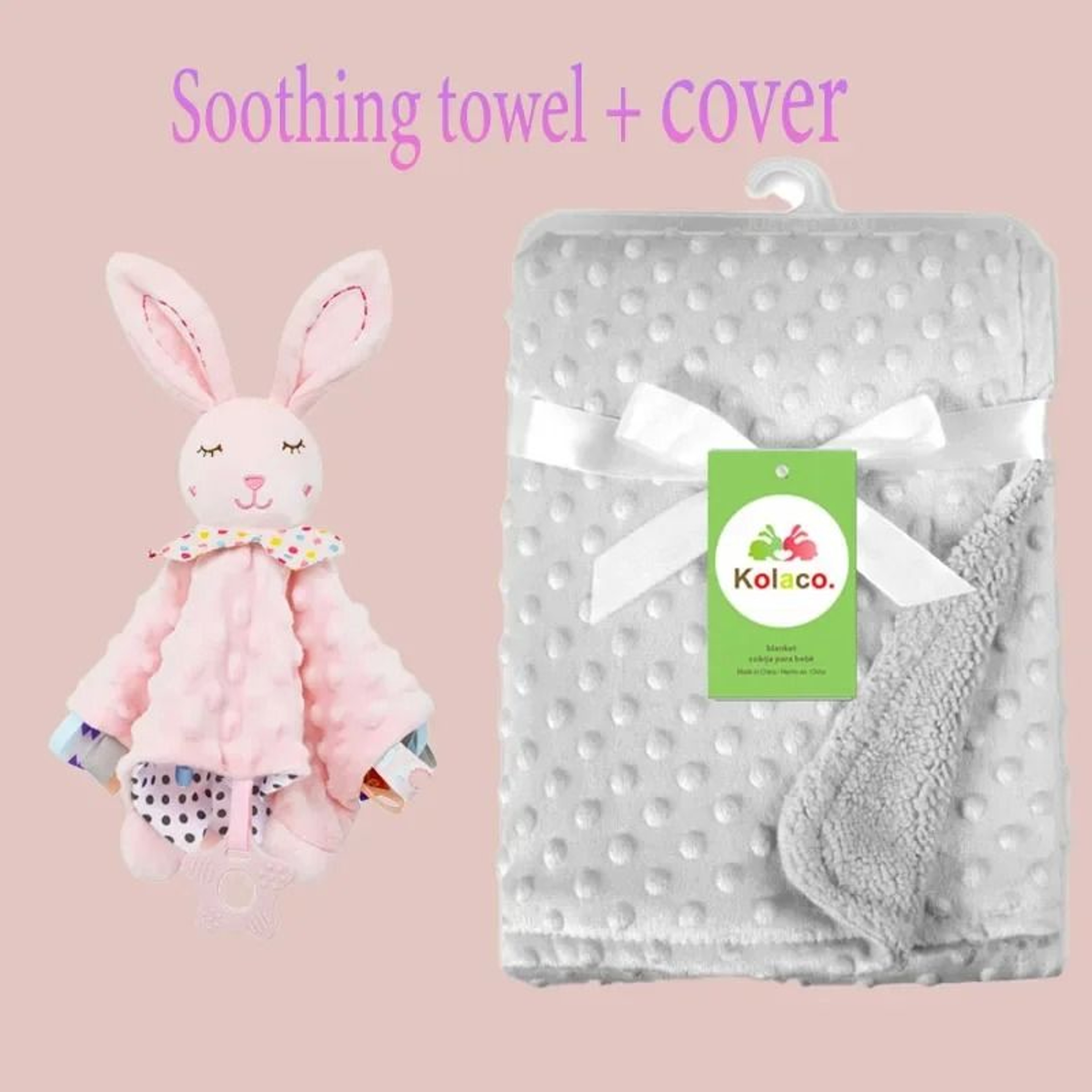 Personalized Minky Baby Blanket And Bunny Comforter Set 2