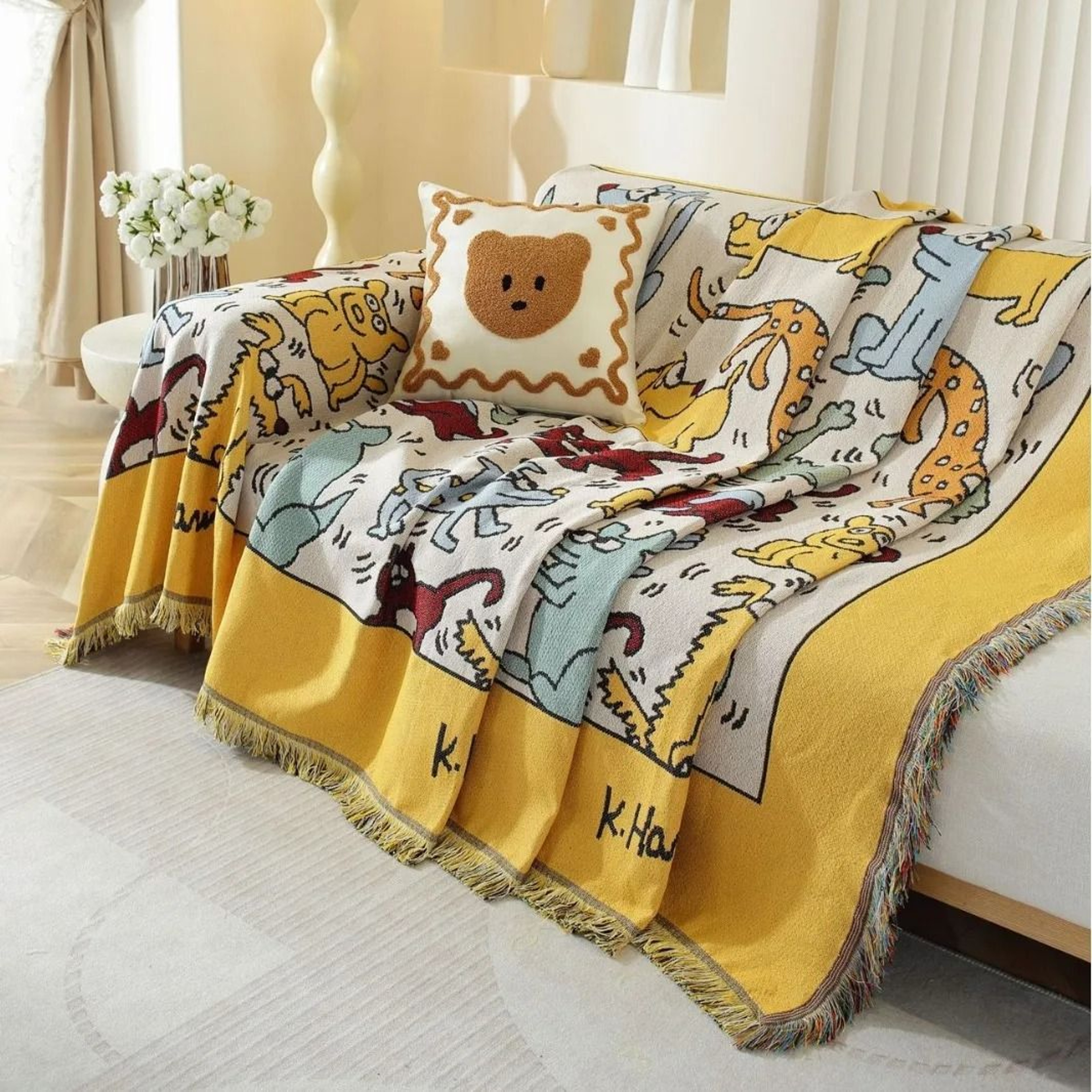 Graffiti Woven Tapestry Sofa Cover Nordic Throw Blanket 2