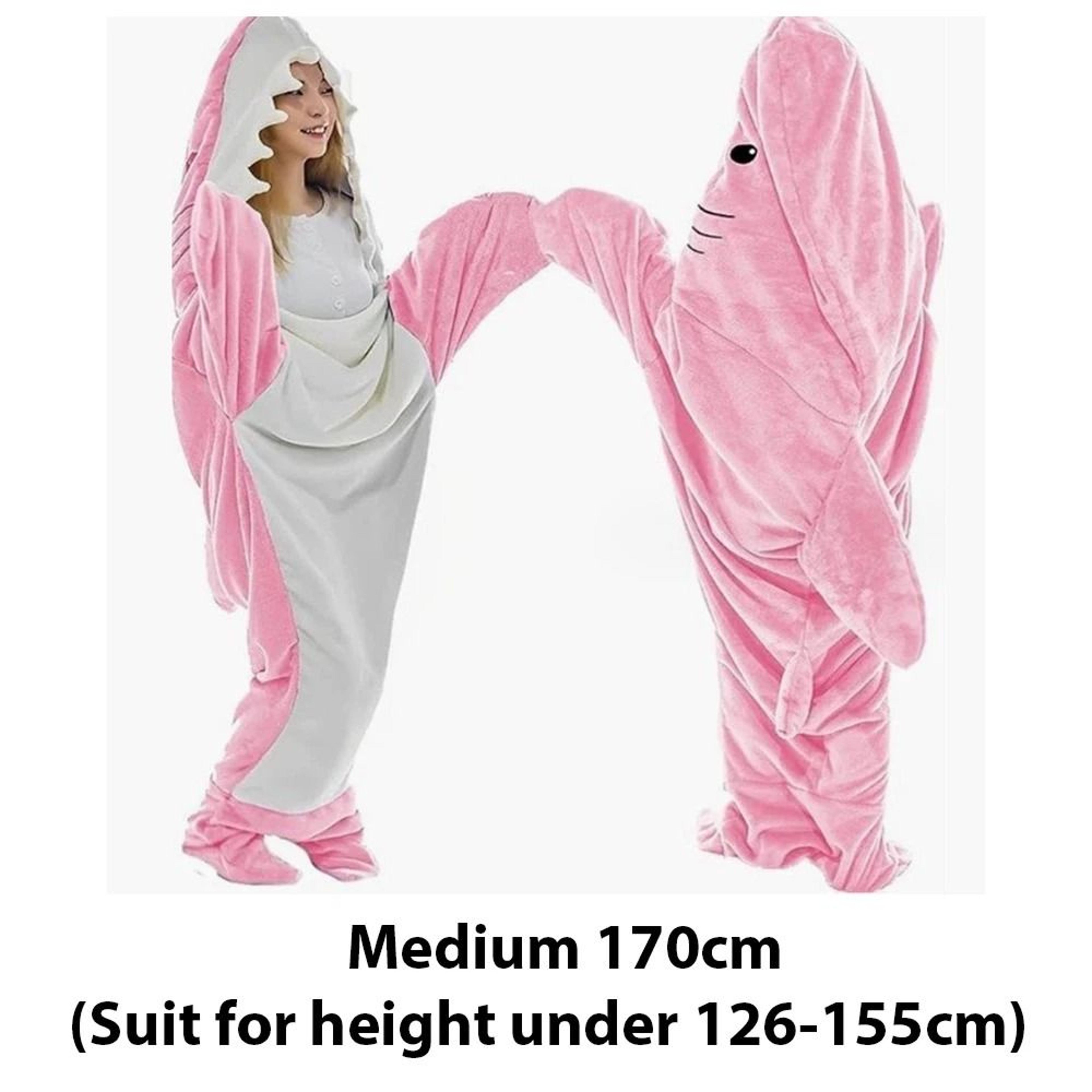 Cartoon Shark Blanket Hoodie Warm Flannel Wearable Sleeping Bag 3