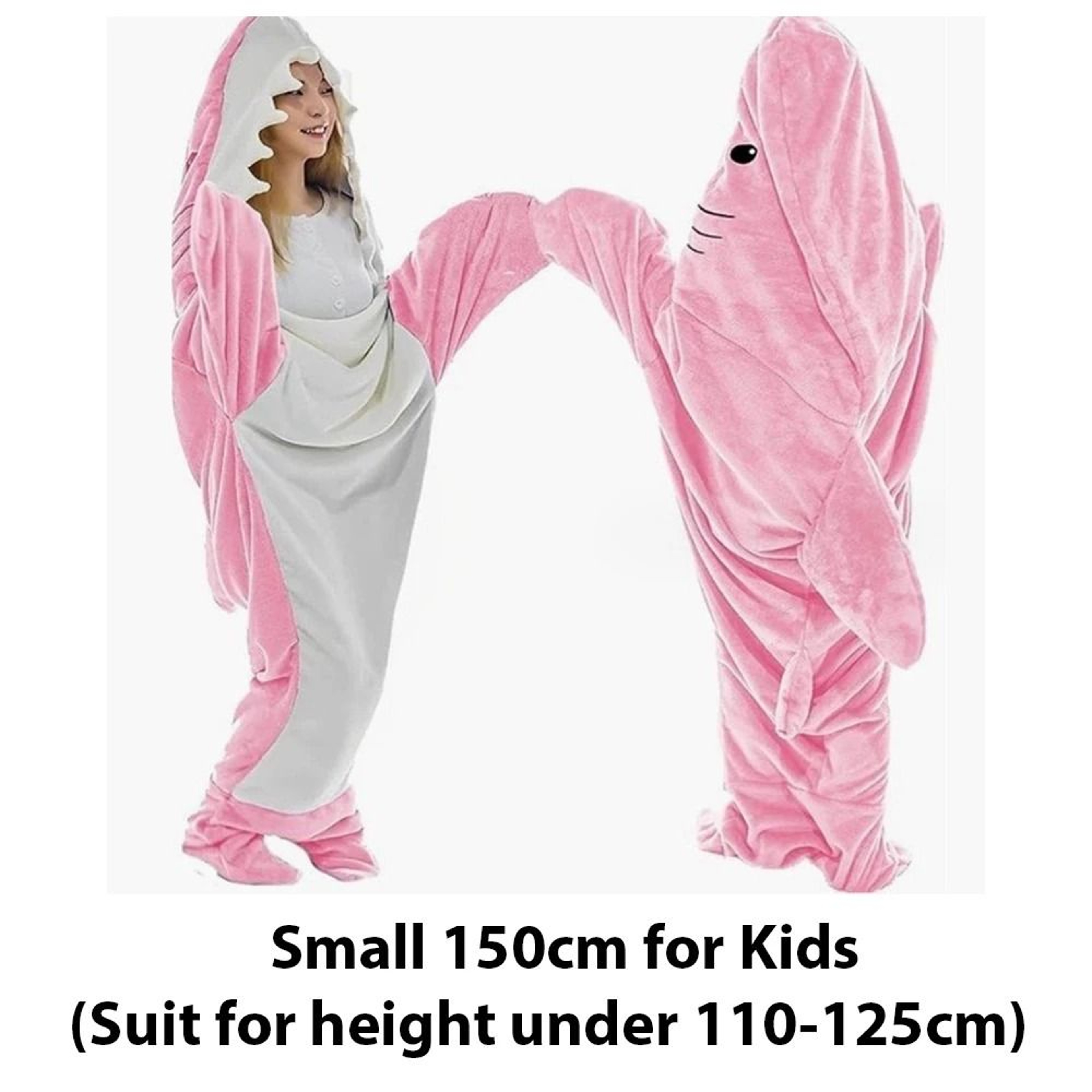 Cartoon Shark Blanket Hoodie Warm Flannel Wearable Sleeping Bag 1