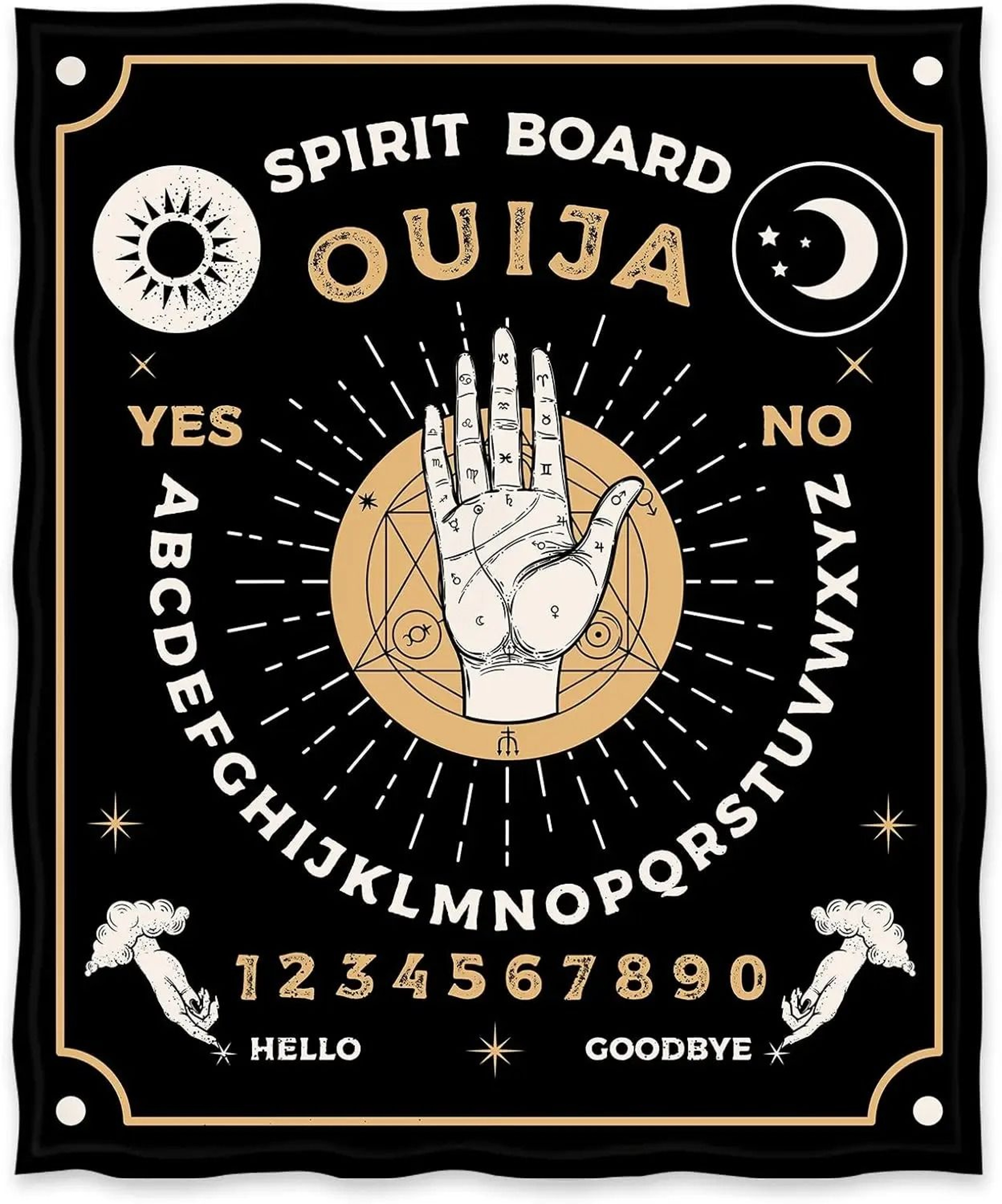 Ouija Board Gothic Throw Blanket Sun Moon Skull Witch Decor 10
