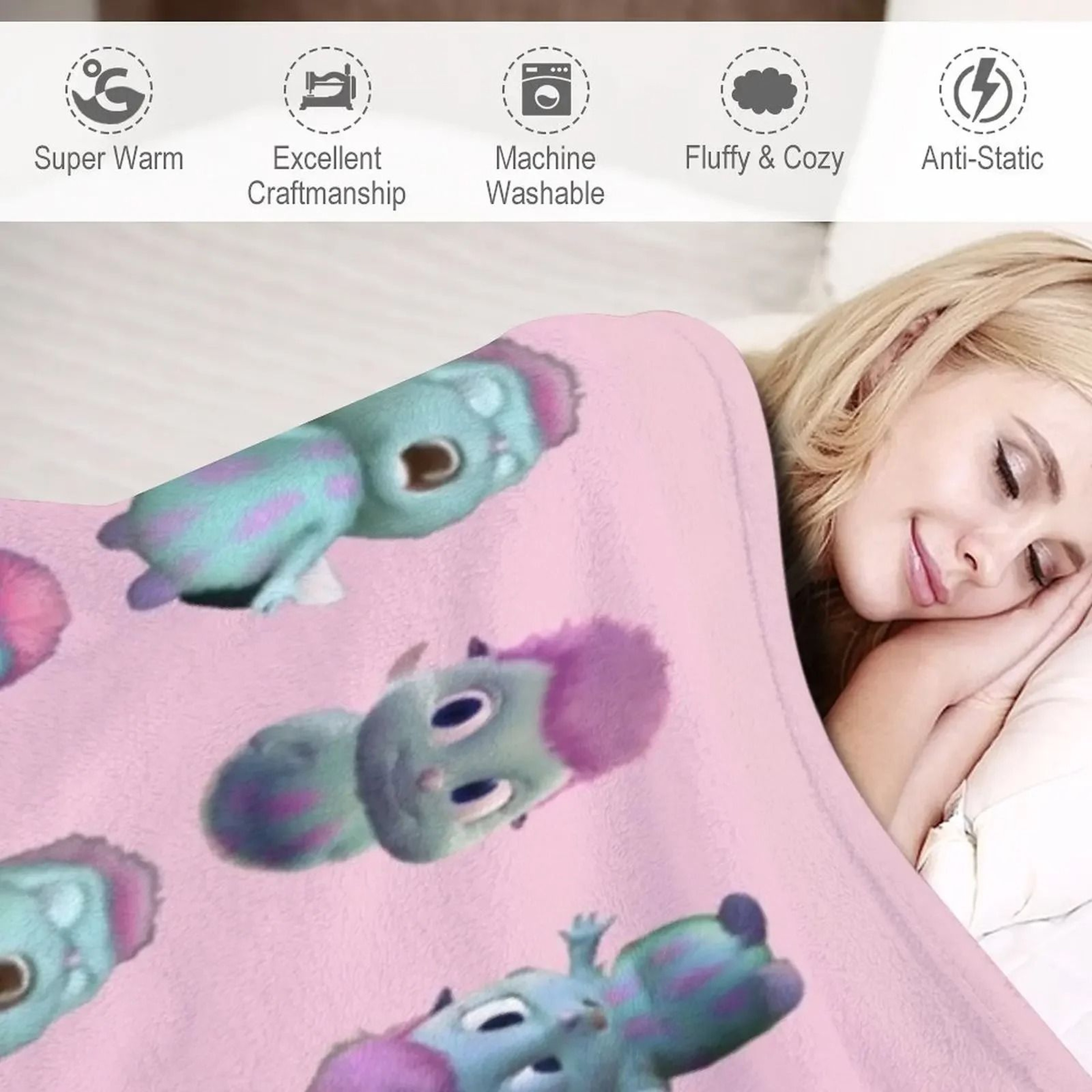 Bibble Expressions Plush Throw Blanket Soft Decorative Bed Throw 3