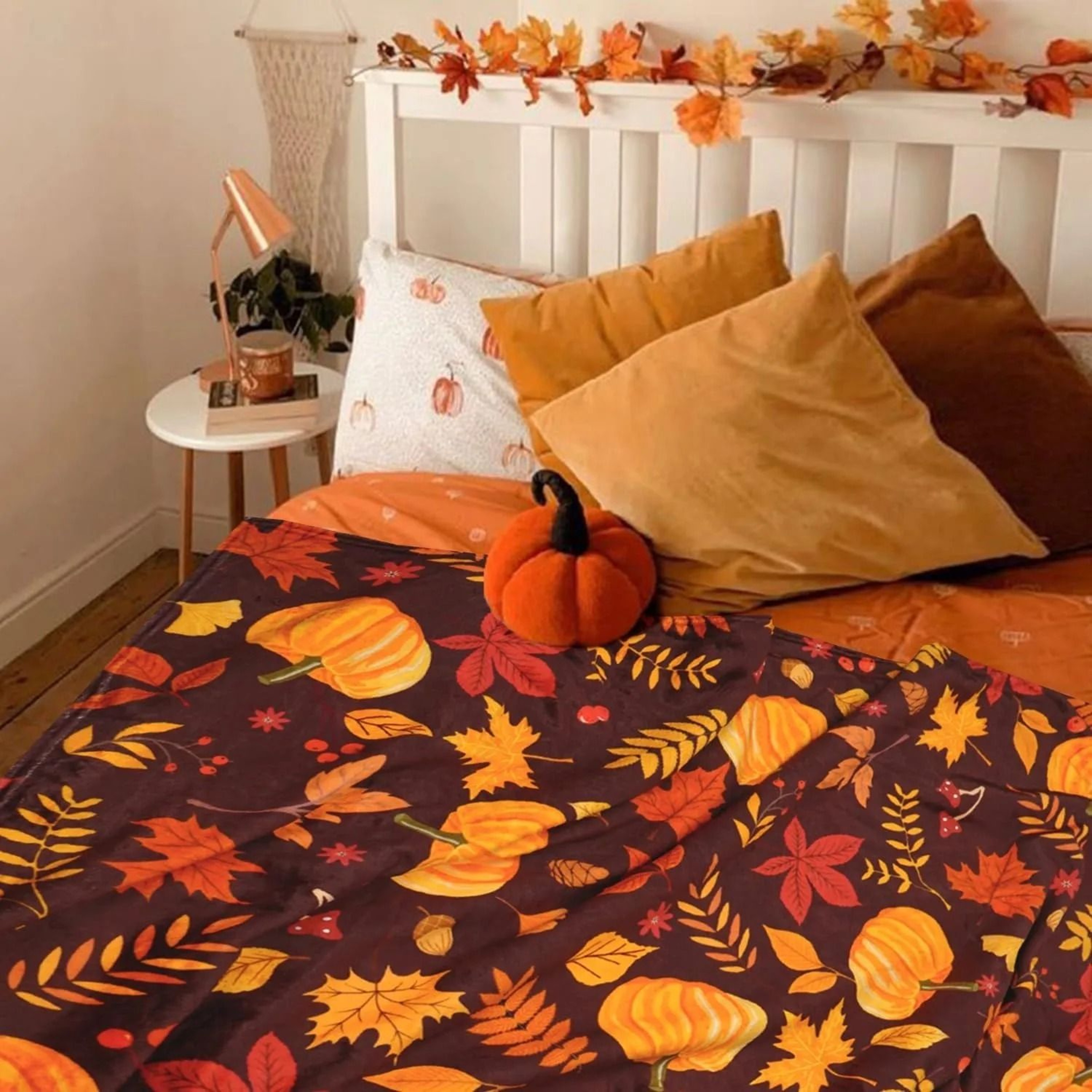 Pumpkin Autumn Throw Blanket Lightweight Fall Sofa Bed Cover 1
