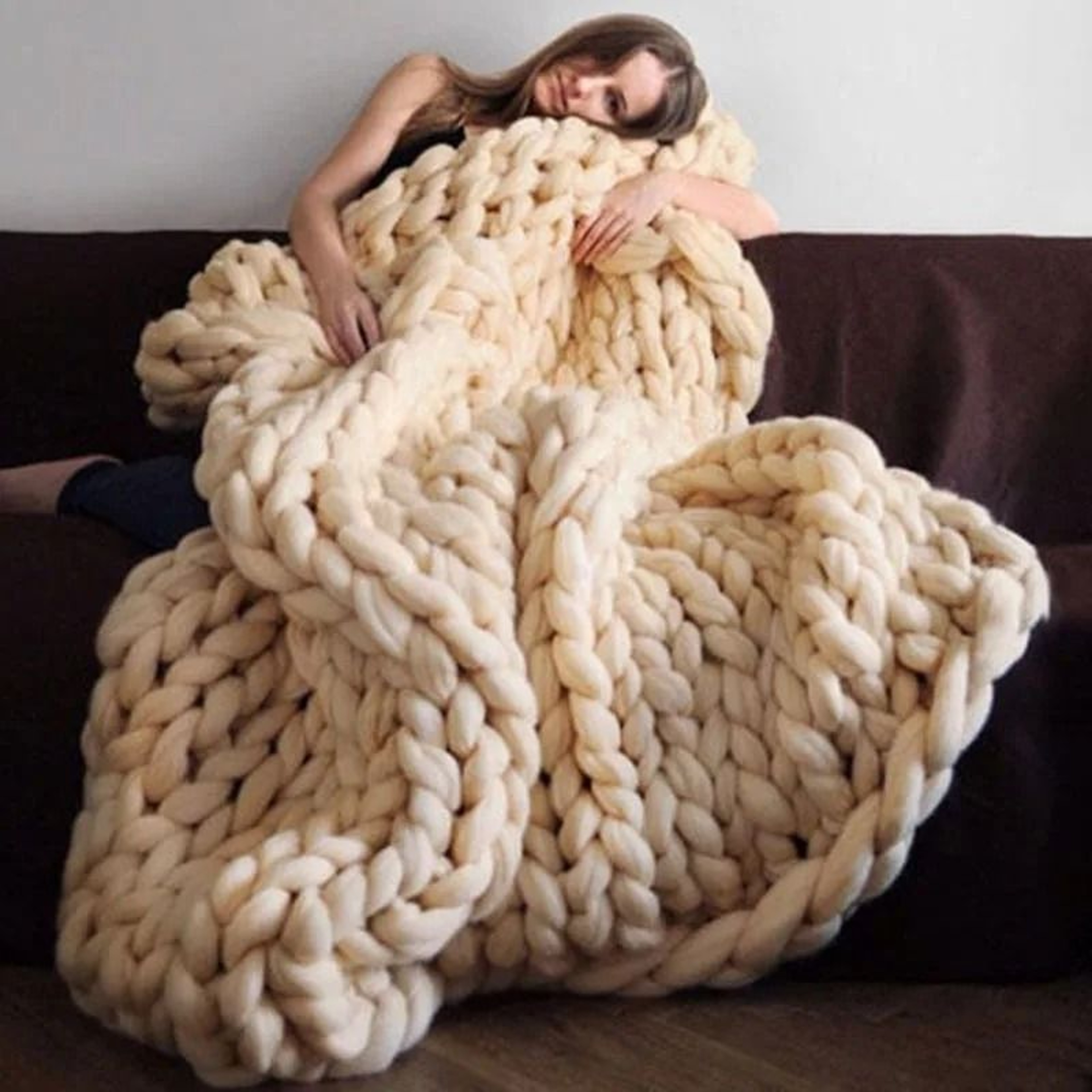 Chenille Chunky Knit Throw Blanket Soft Giant Yarn Couch Blanket 5
