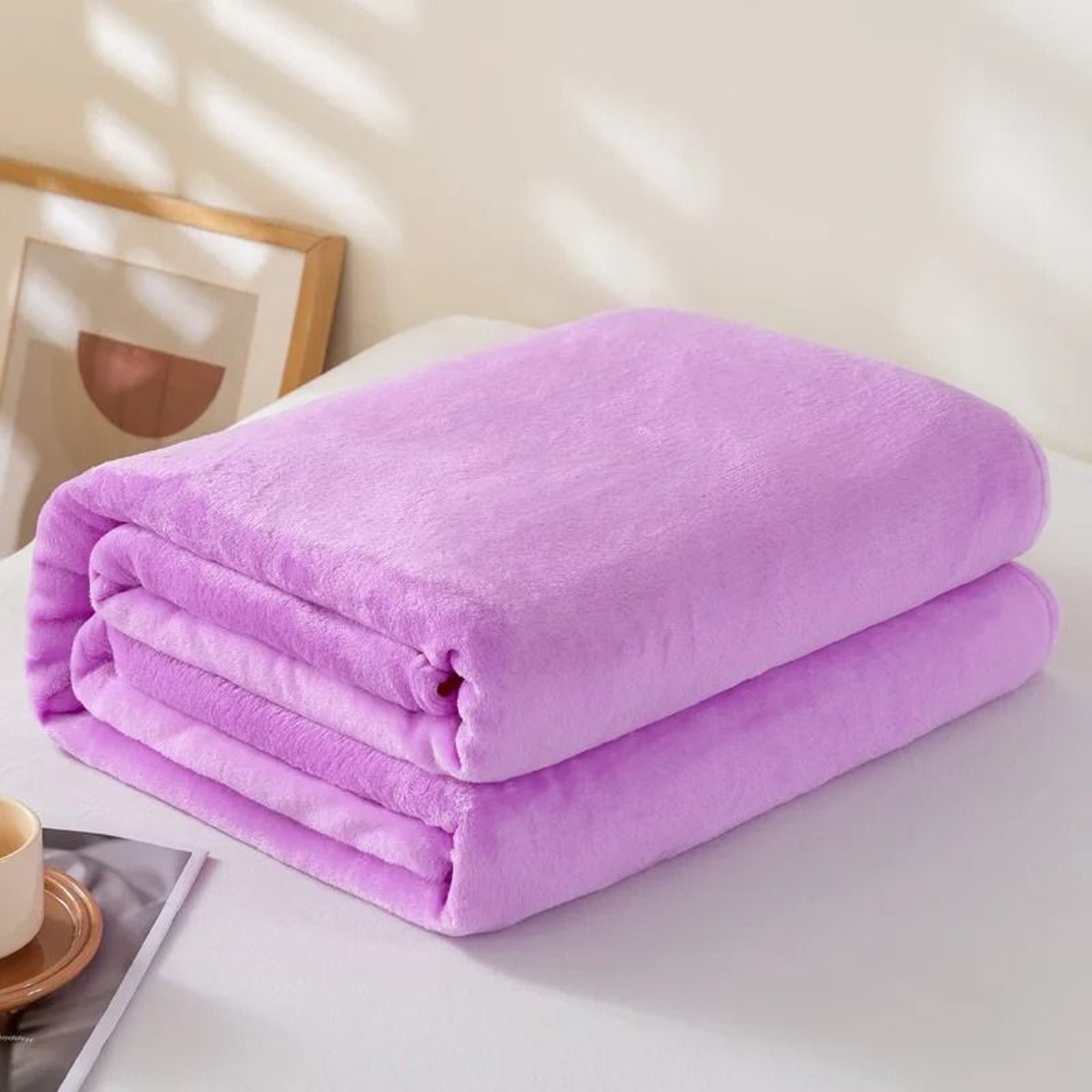 Coral Fleece Flannel Blanket Soft Warm Solid Color Bed Throw 6