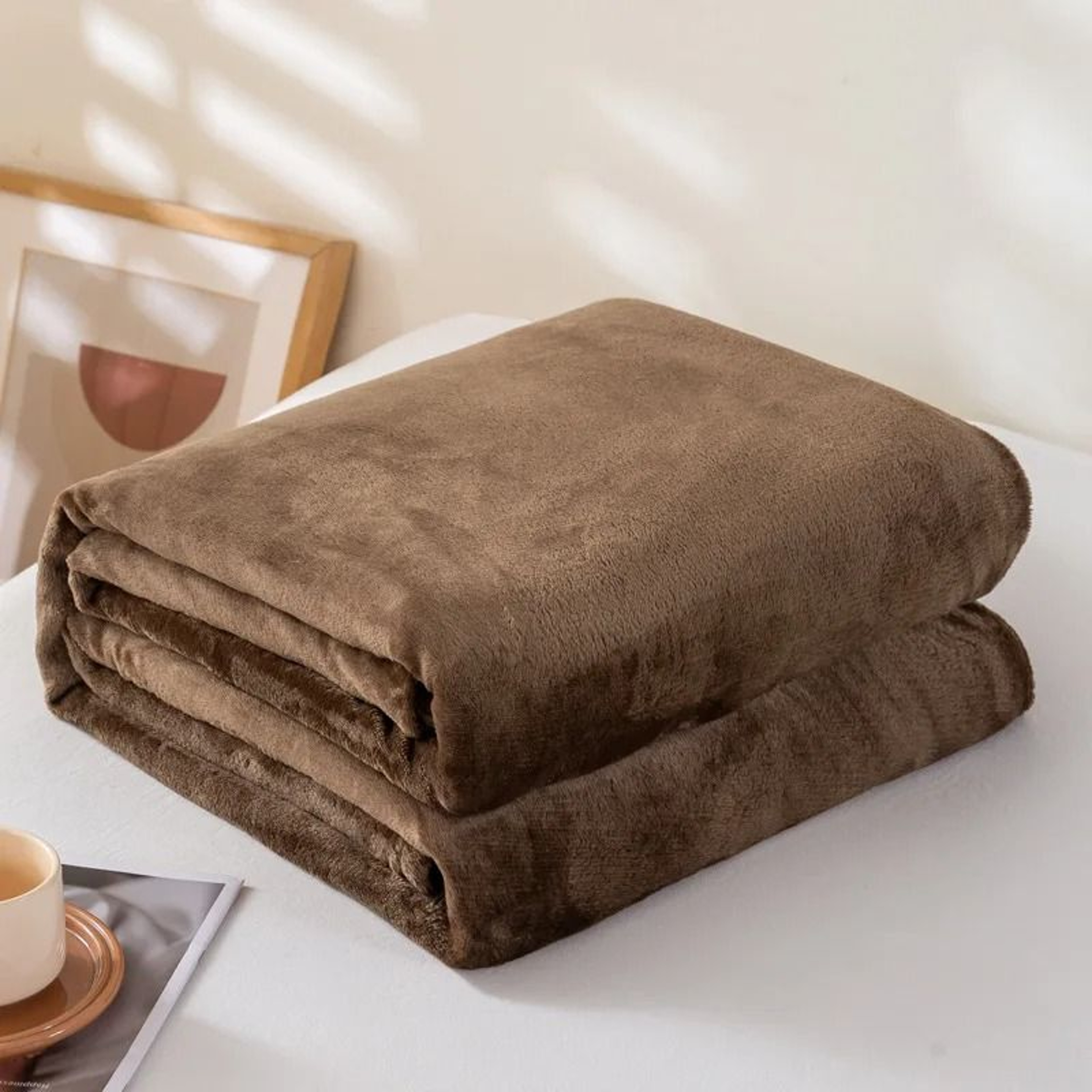 Coral Fleece Flannel Blanket Soft Warm Solid Color Bed Throw 4