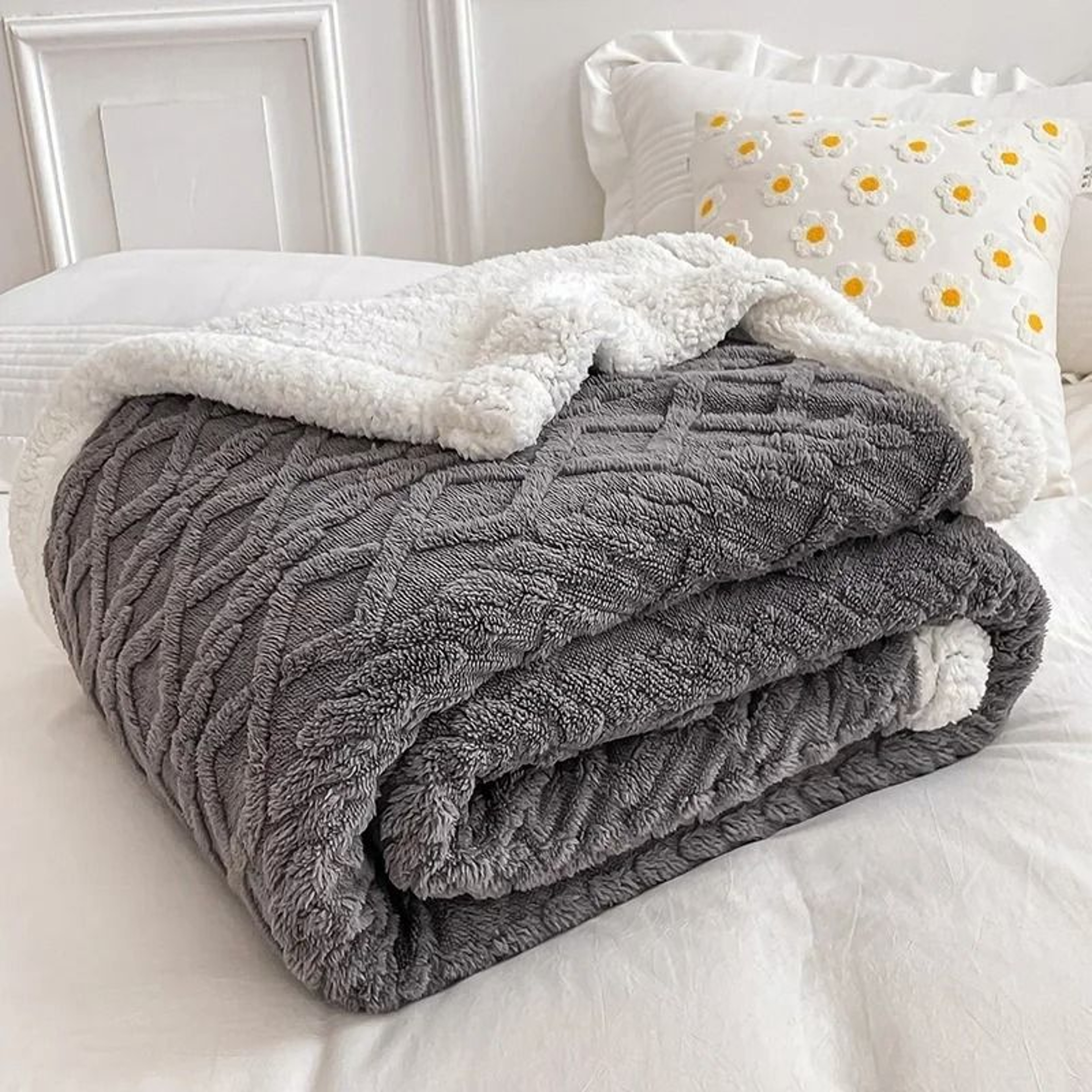 Soft Plaid Winter Fleece Blanket Warm Plush Sofa Bed Throw 7