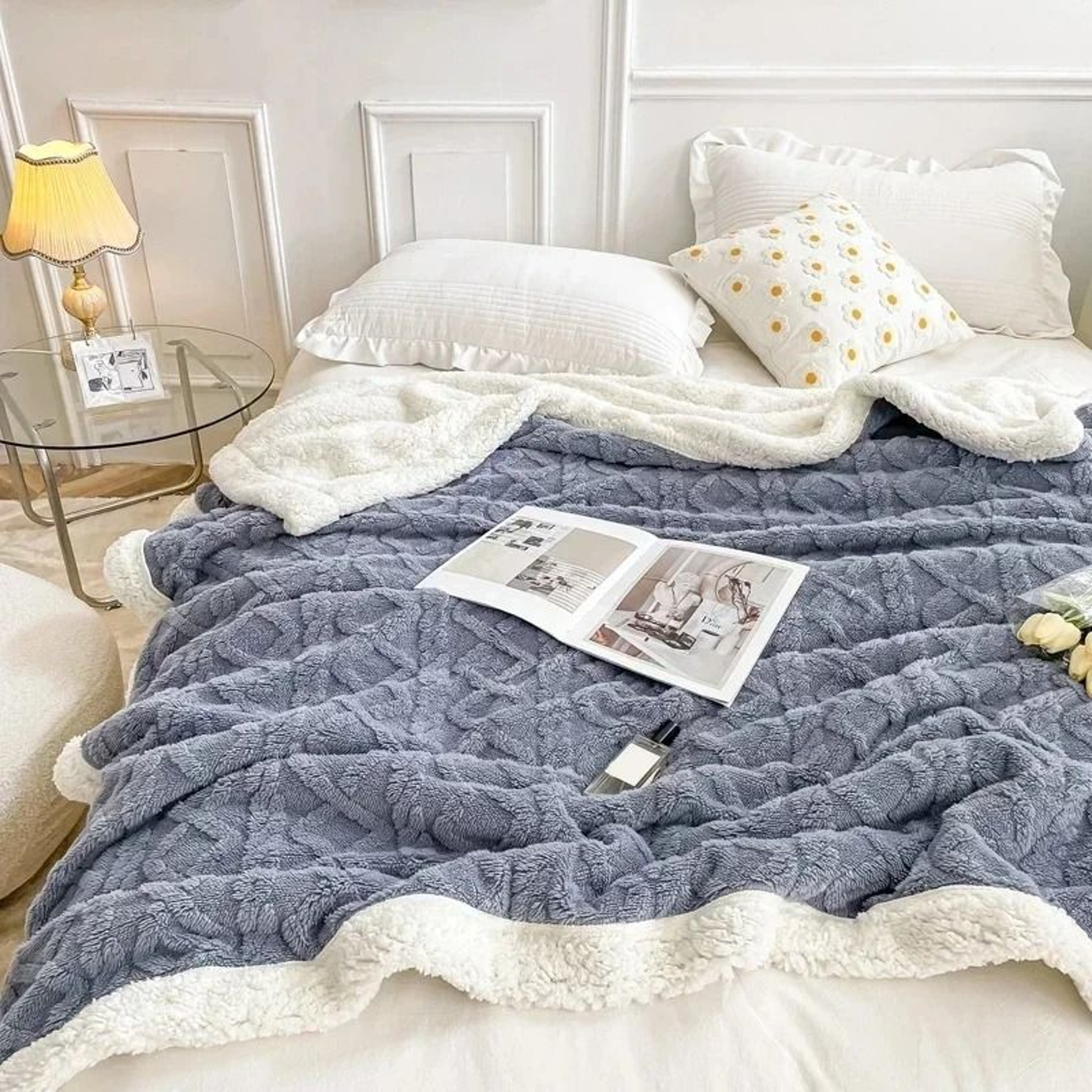 Soft Plaid Winter Fleece Blanket Warm Plush Sofa Bed Throw 10