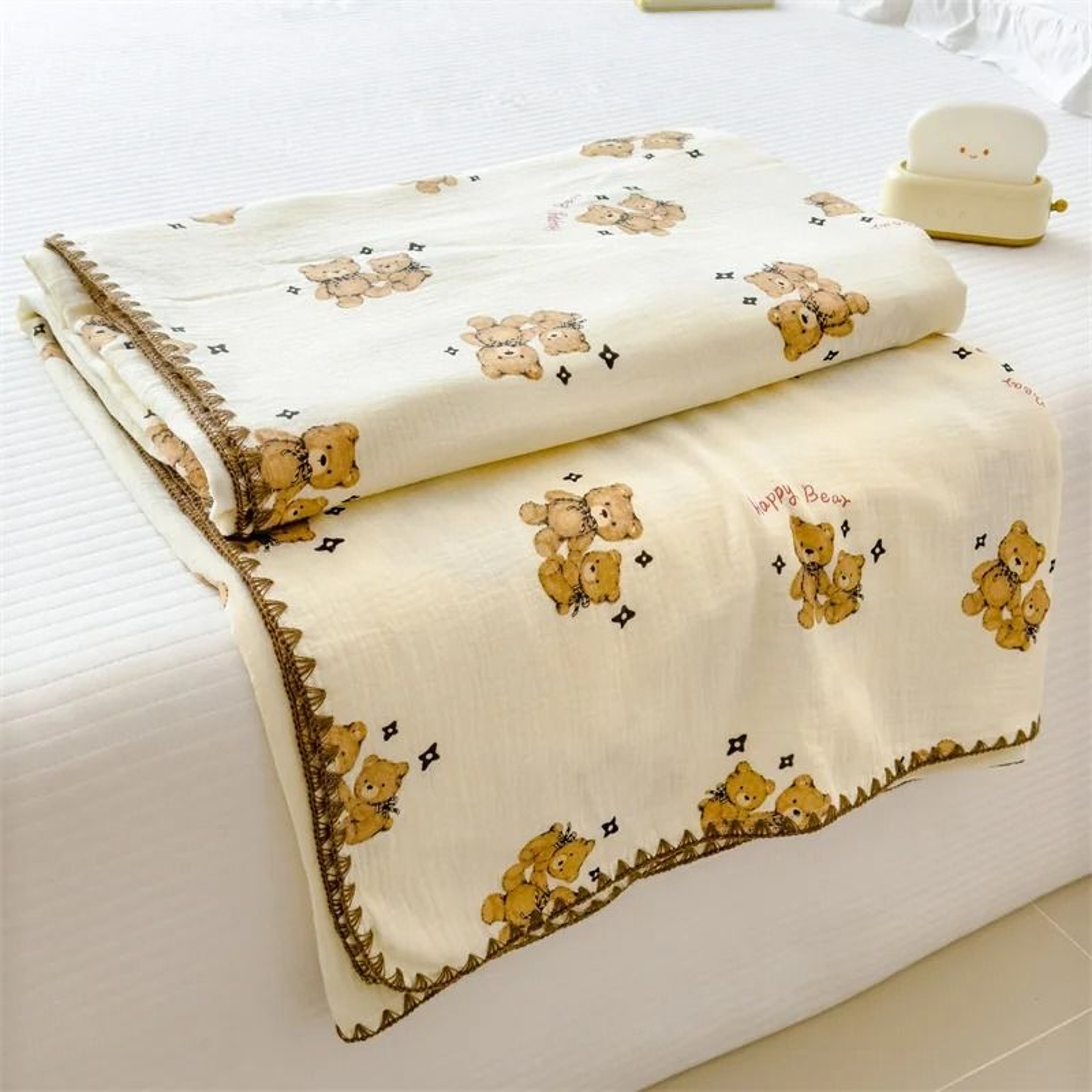 100 Cotton Double Layer Gauze Blanket Soft Cartoon Bed Throw 5