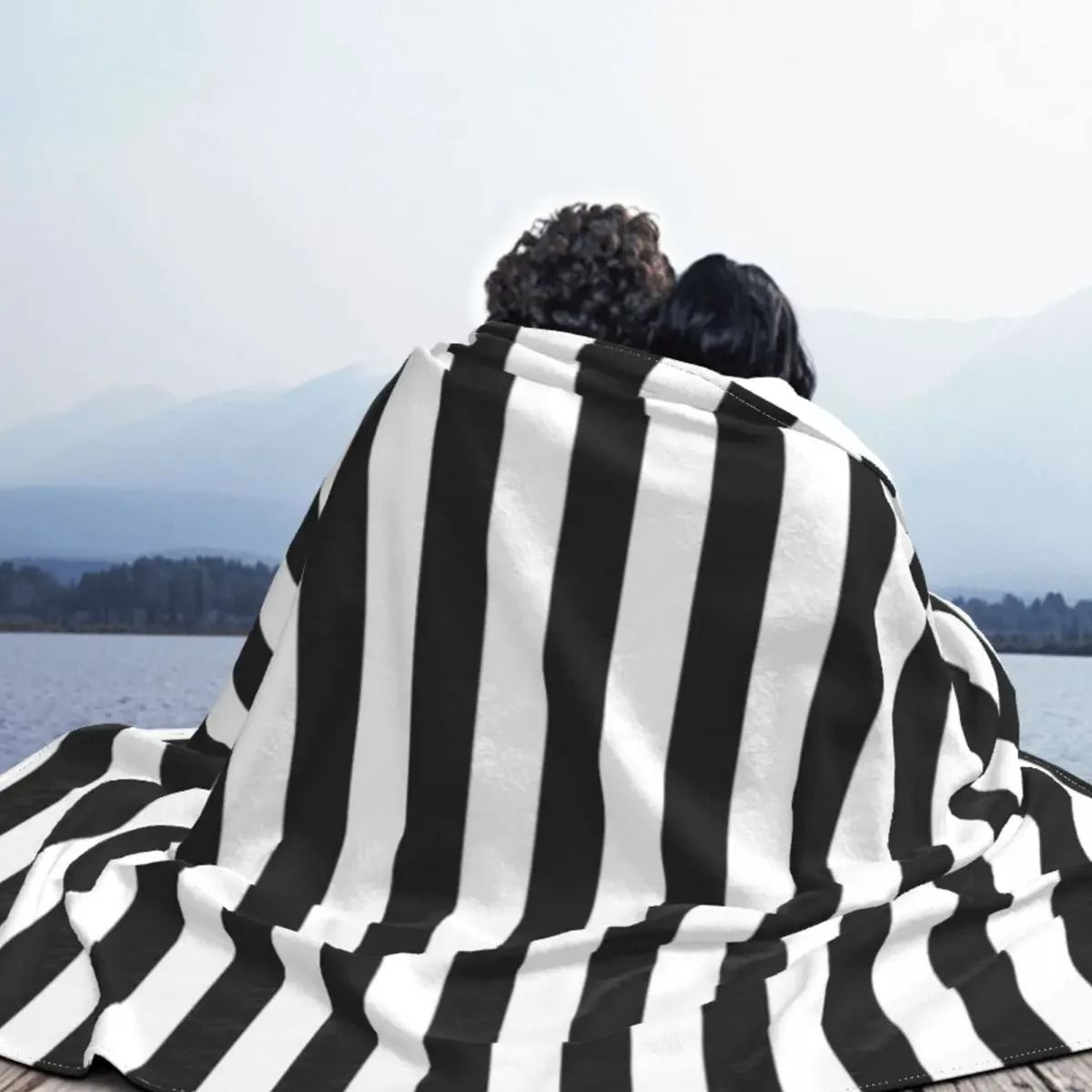 Black And White Striped Halloween Throw Blanket 2
