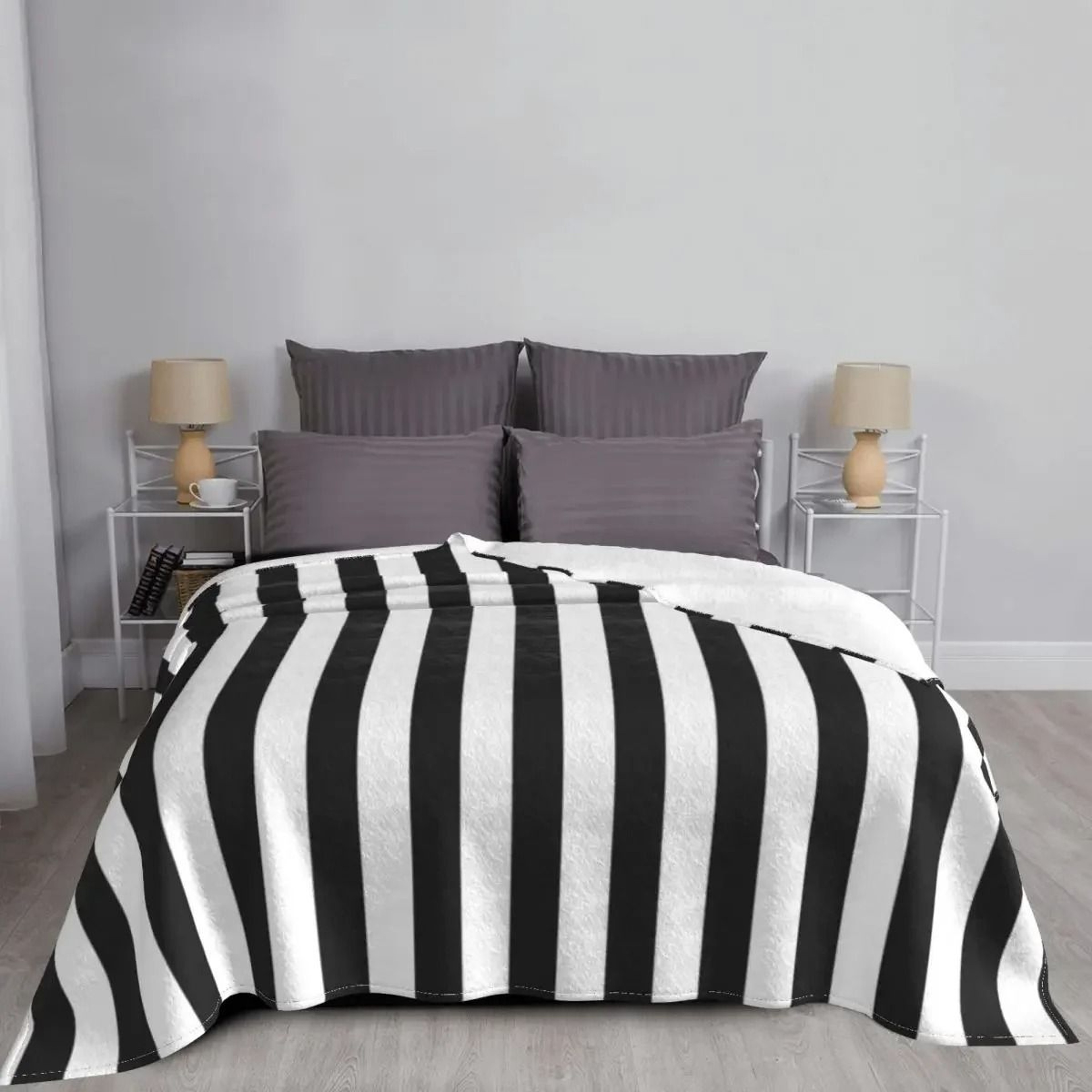 Black And White Striped Halloween Throw Blanket 3