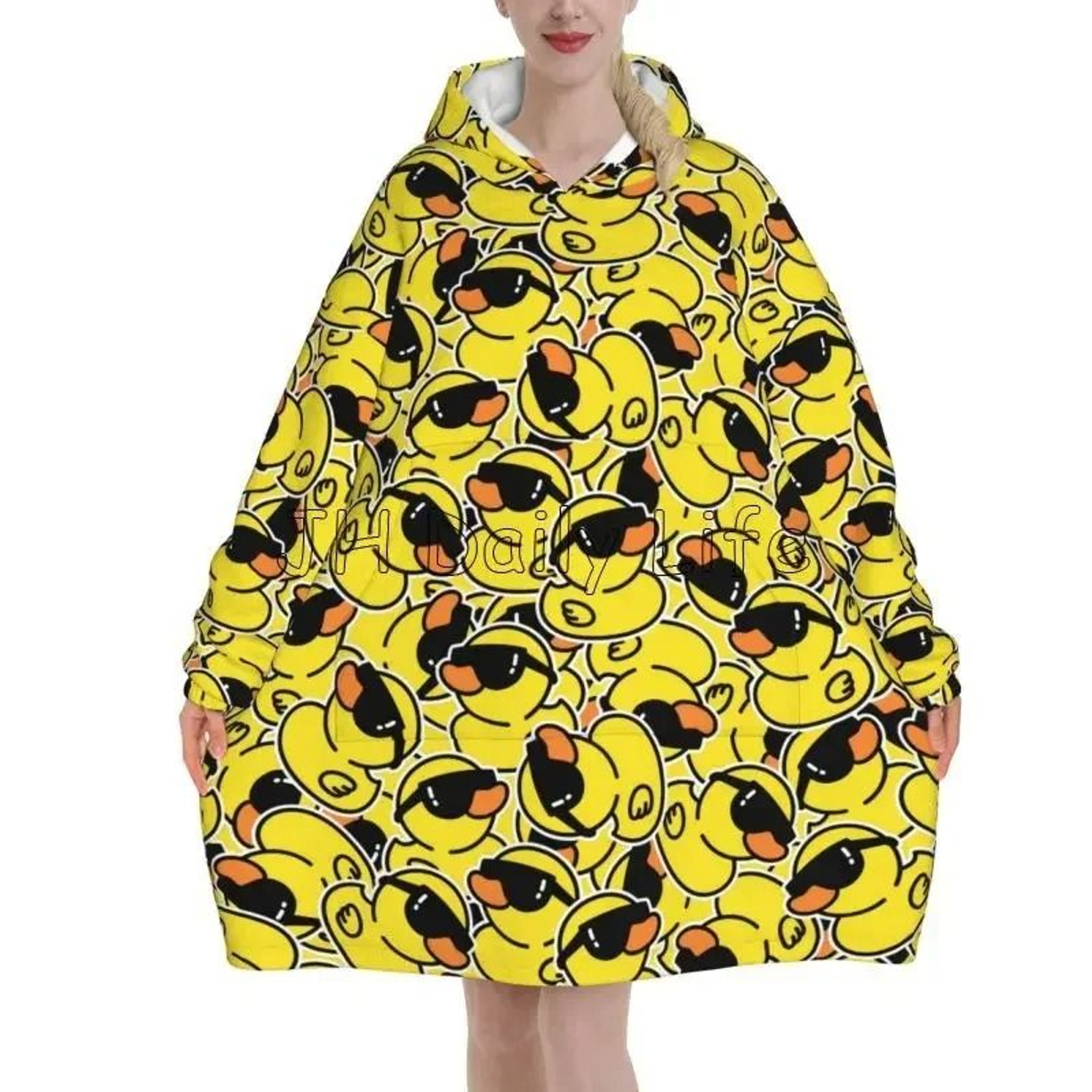 Yellow Duck Wearable Blanket Hoodie Oversized Sherpa Fleece 3