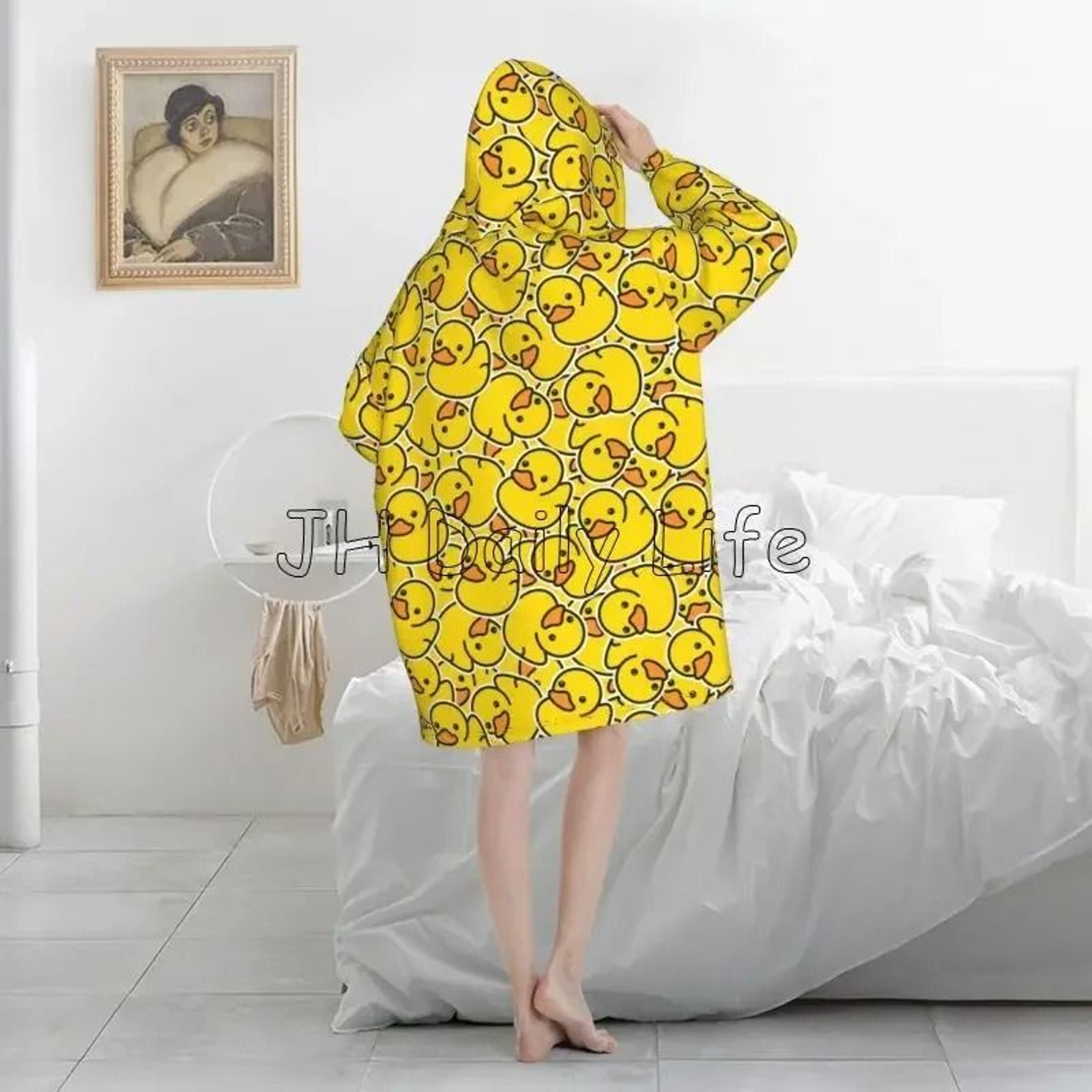 Yellow Duck Wearable Blanket Hoodie Oversized Sherpa Fleece 0