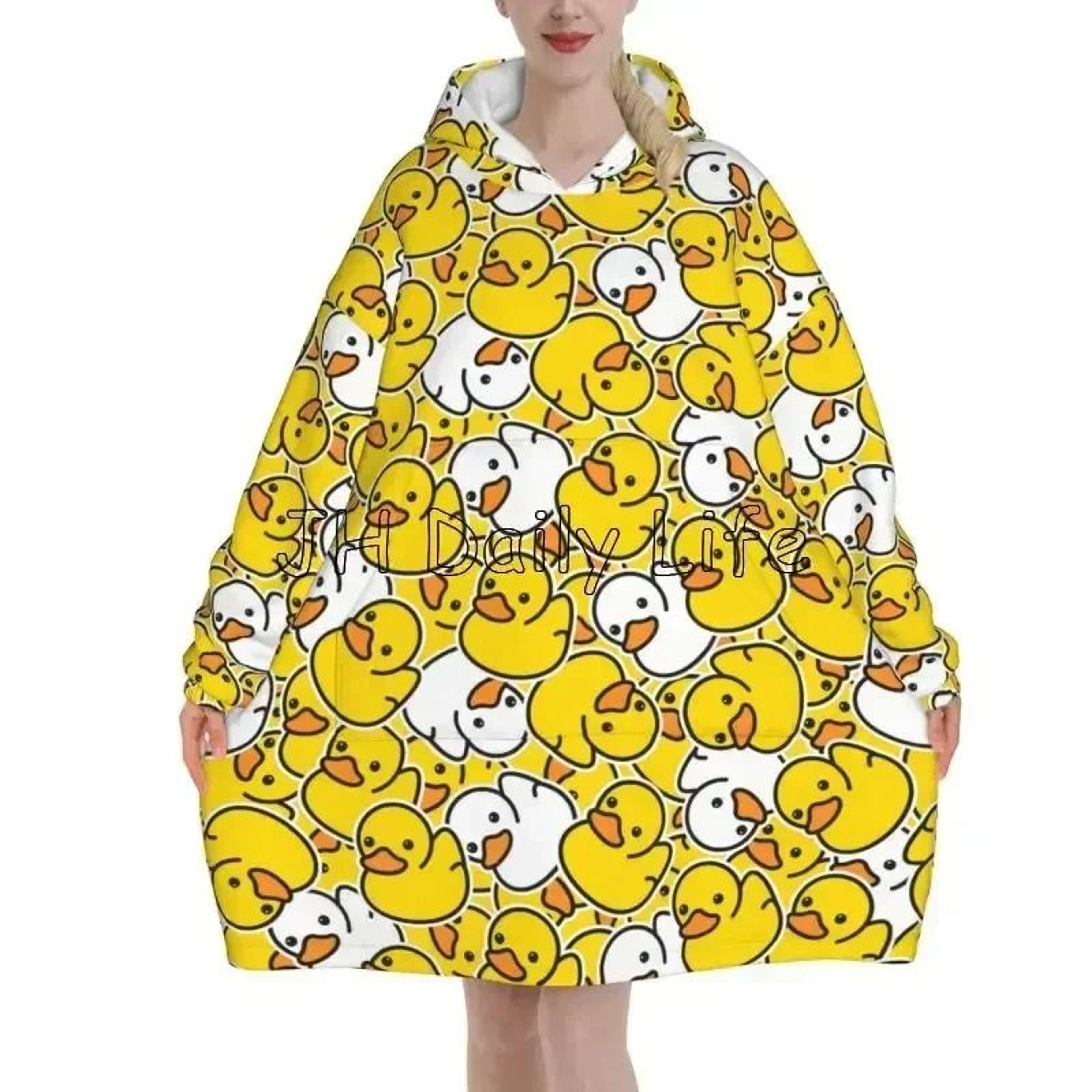 Yellow Duck Wearable Blanket Hoodie Oversized Sherpa Fleece 2