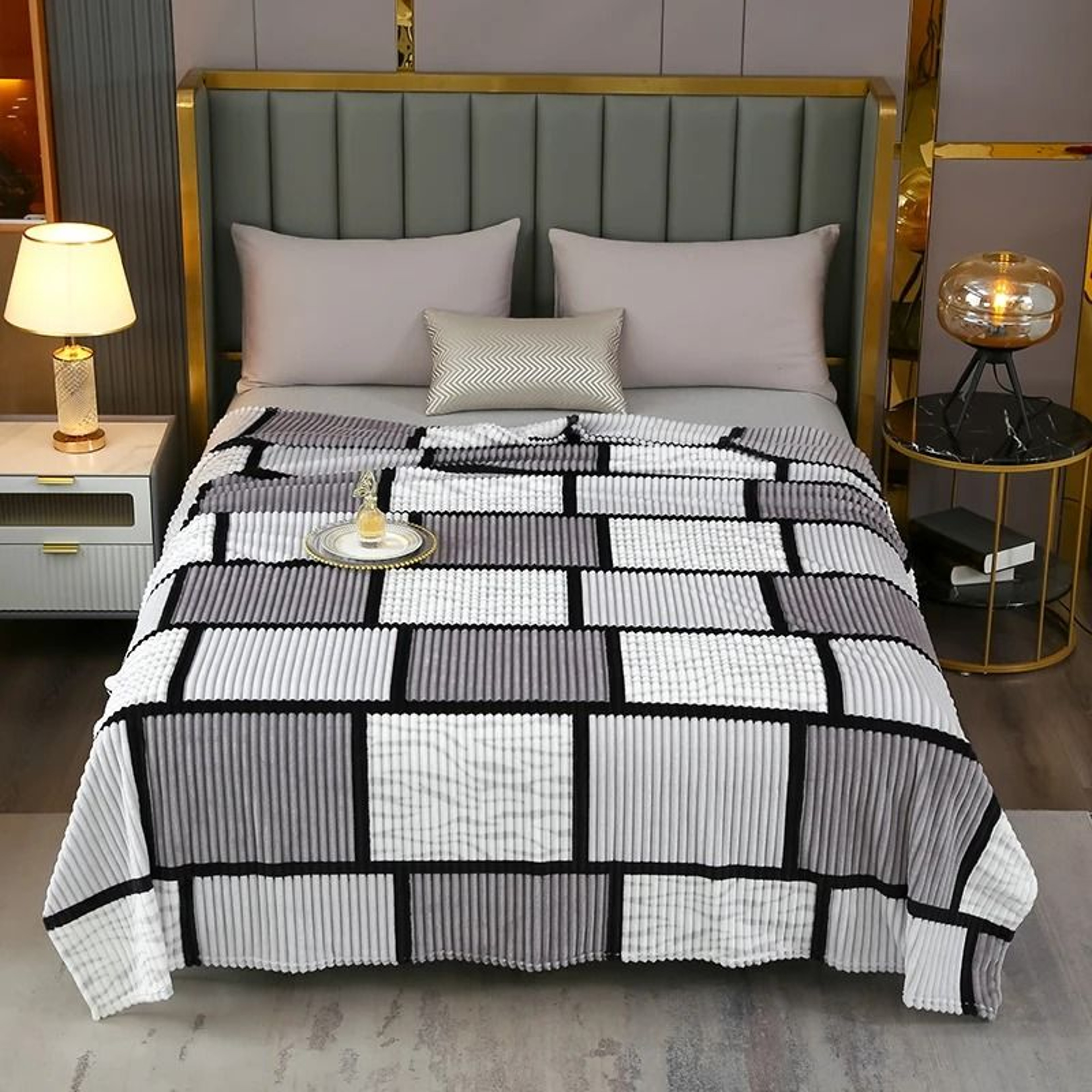 Soft Flannel Fleece Bed Blanket Warm King Queen Sofa Throw 1