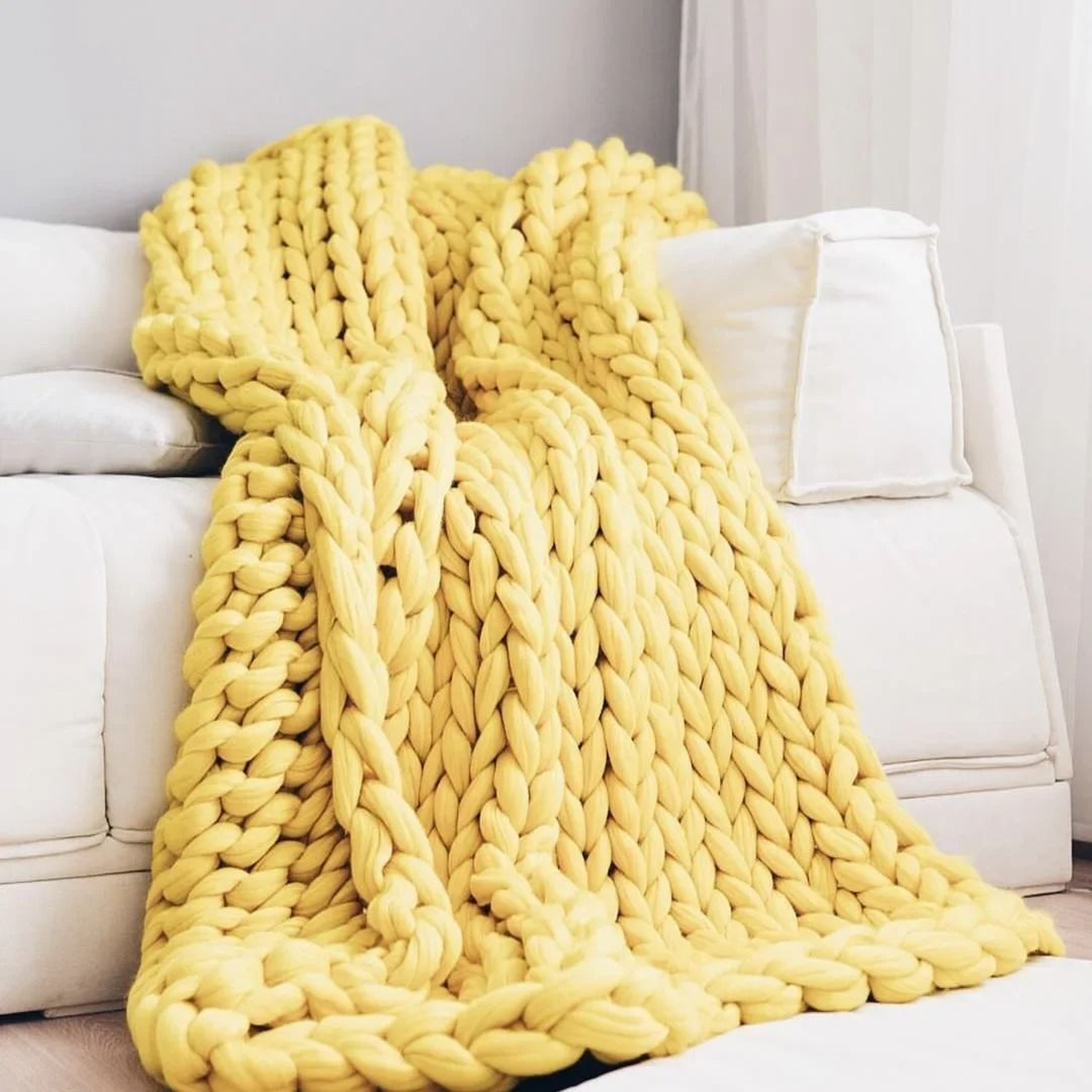 Chunky Knit Weighted Blanket Soft Breathable Queen Size Throw 8