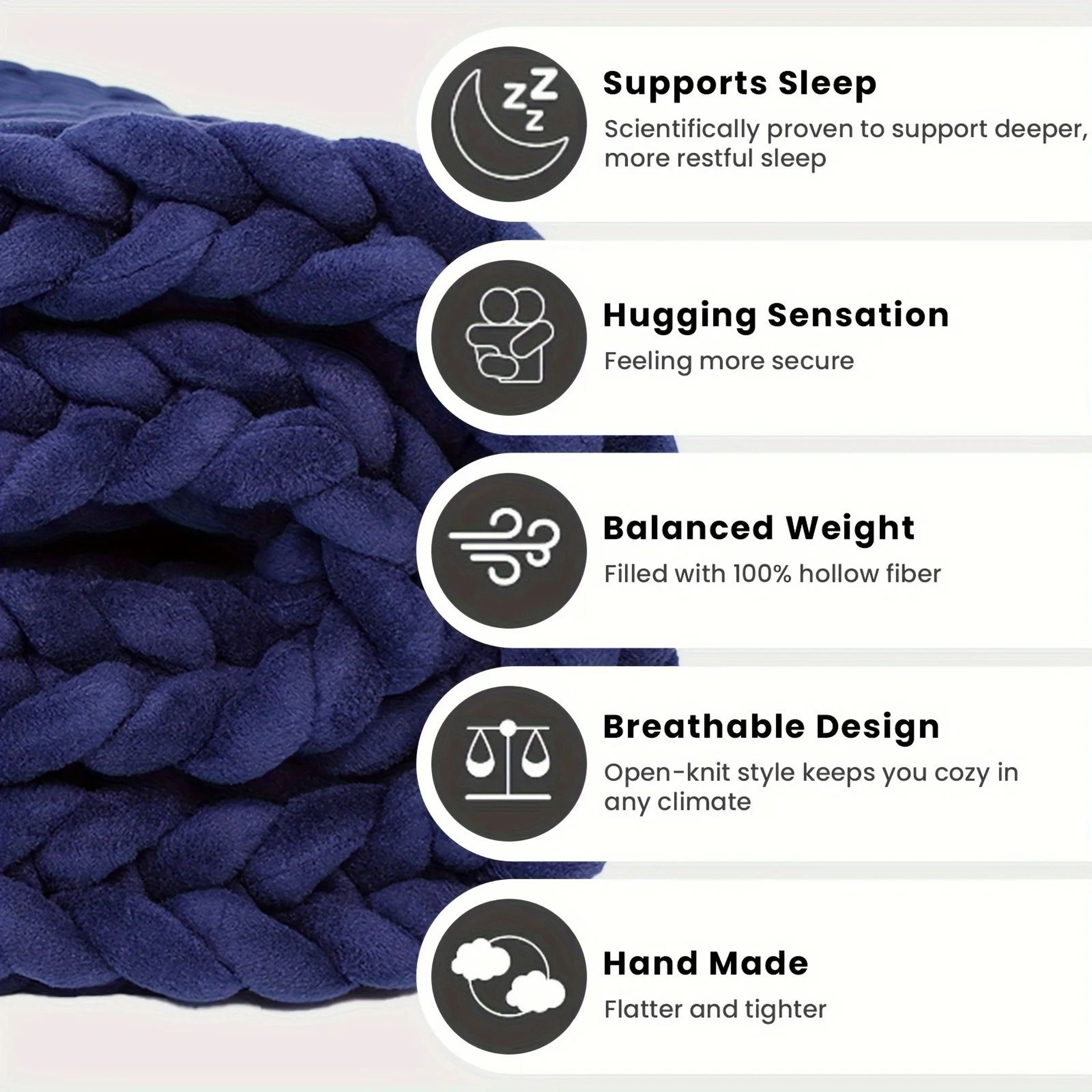 Chunky Knit Weighted Blanket Soft Breathable Queen Size Throw 16