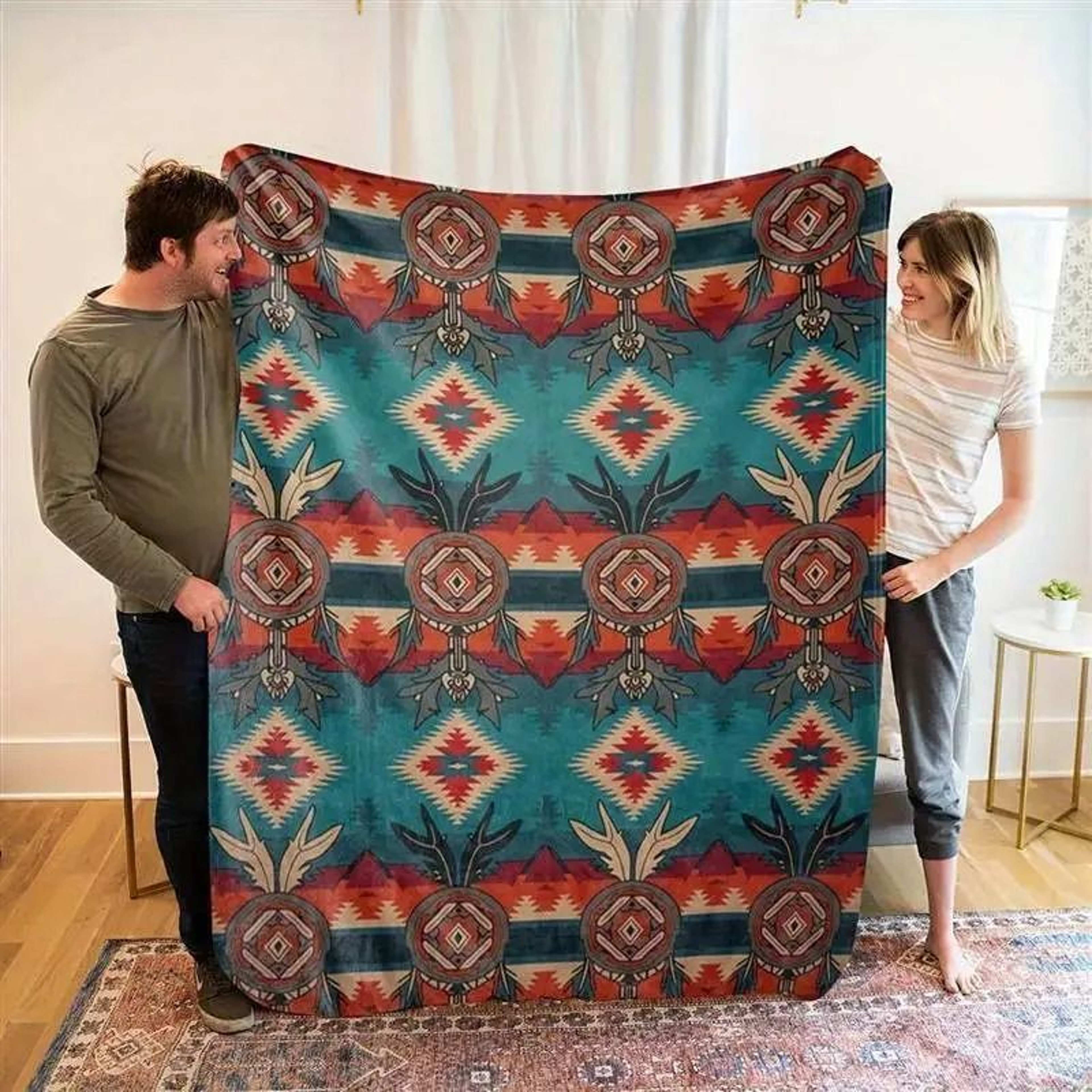 Southwestern Aztec Throw Blanket Soft Tribal Boho Fleece 3