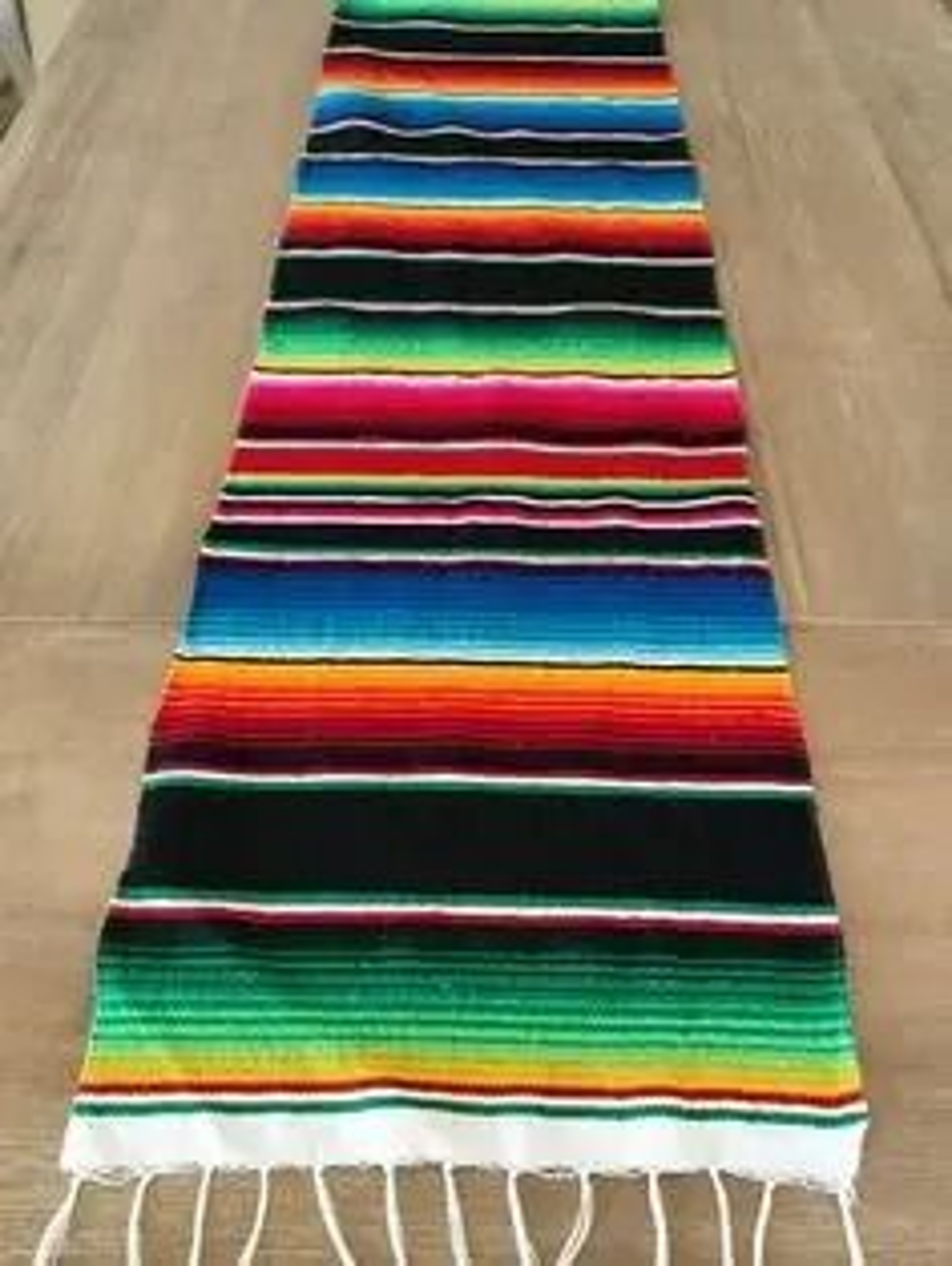 Colorful Mexican Serape Table Runner Woven Fringe Party Decor 9