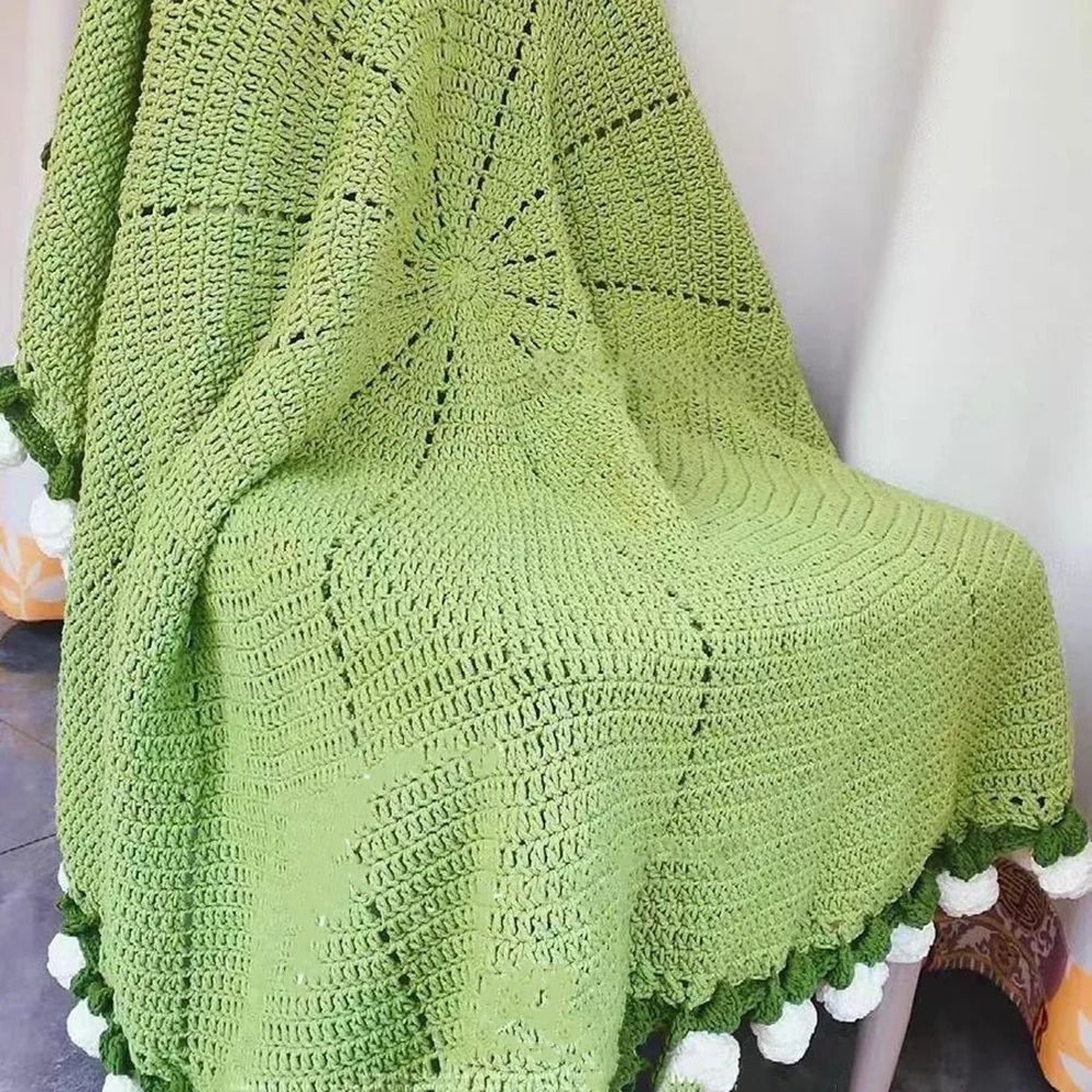 Crochet Flower Bouquet Blanket Rose Sunflower Carnation Knit Throw 8