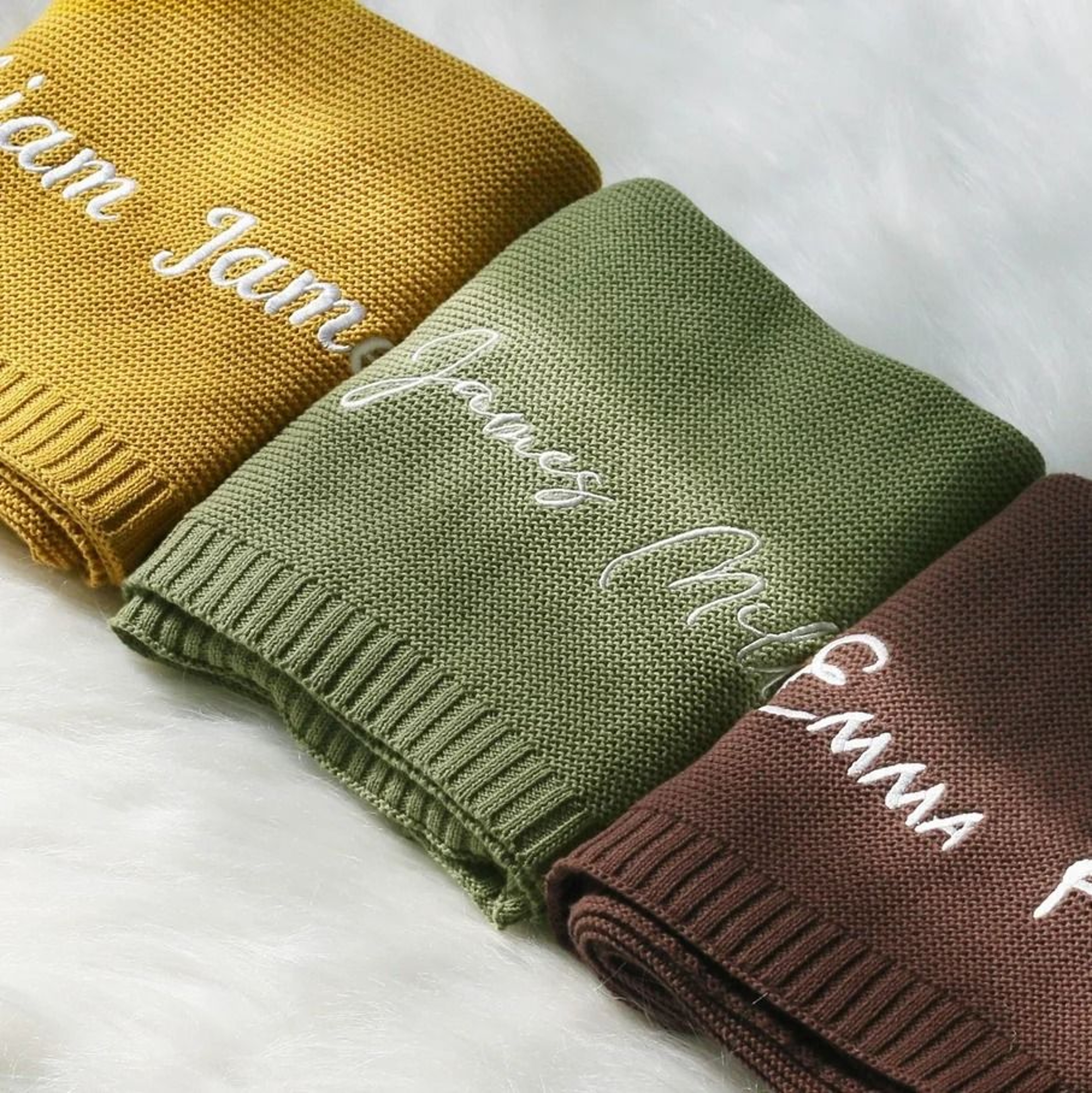Personalized Knitted Baby Blanket Custom Name Cotton Newborn Blanket 22