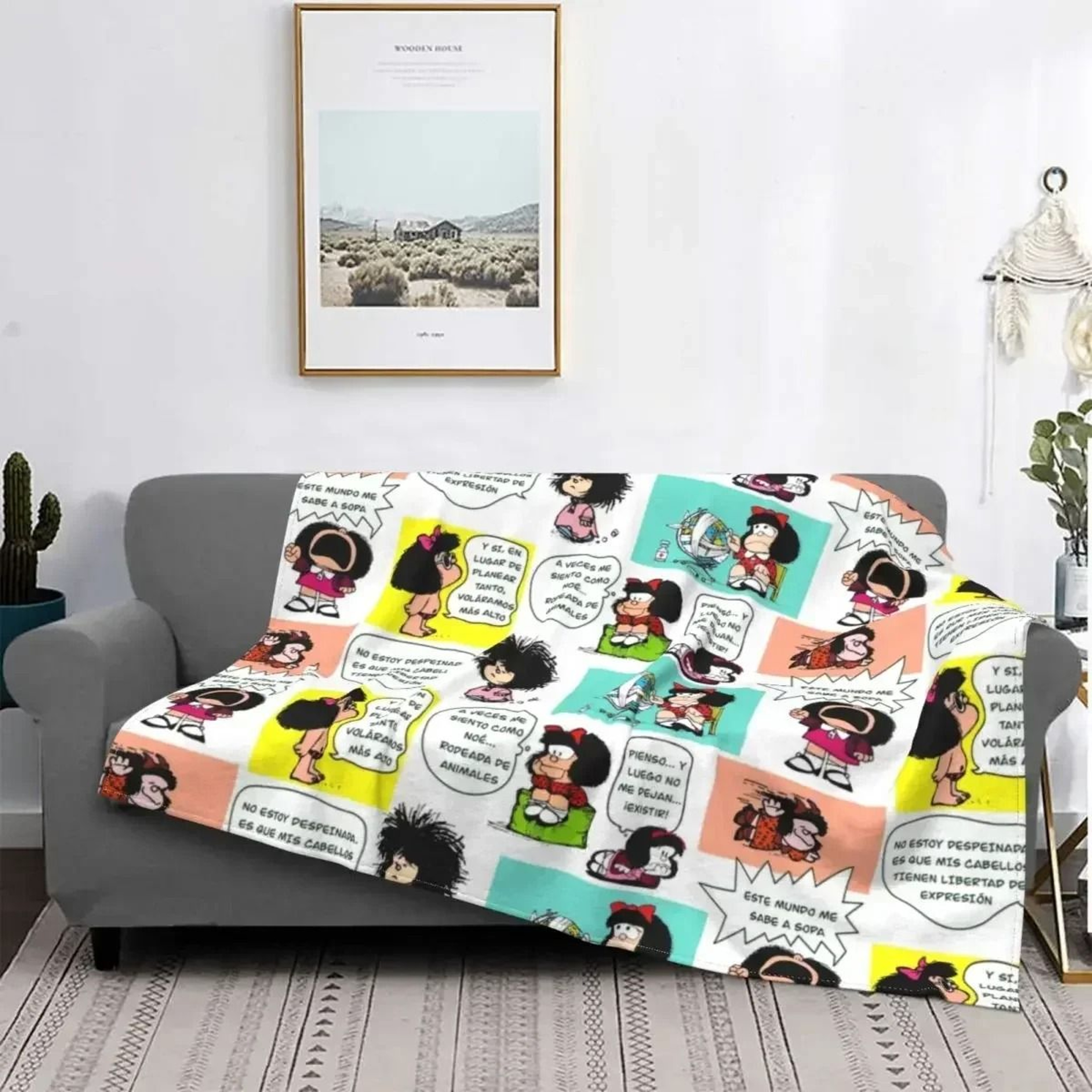 Love Mafalda Soft Flannel Fleece Cartoon Throw Blanket 4