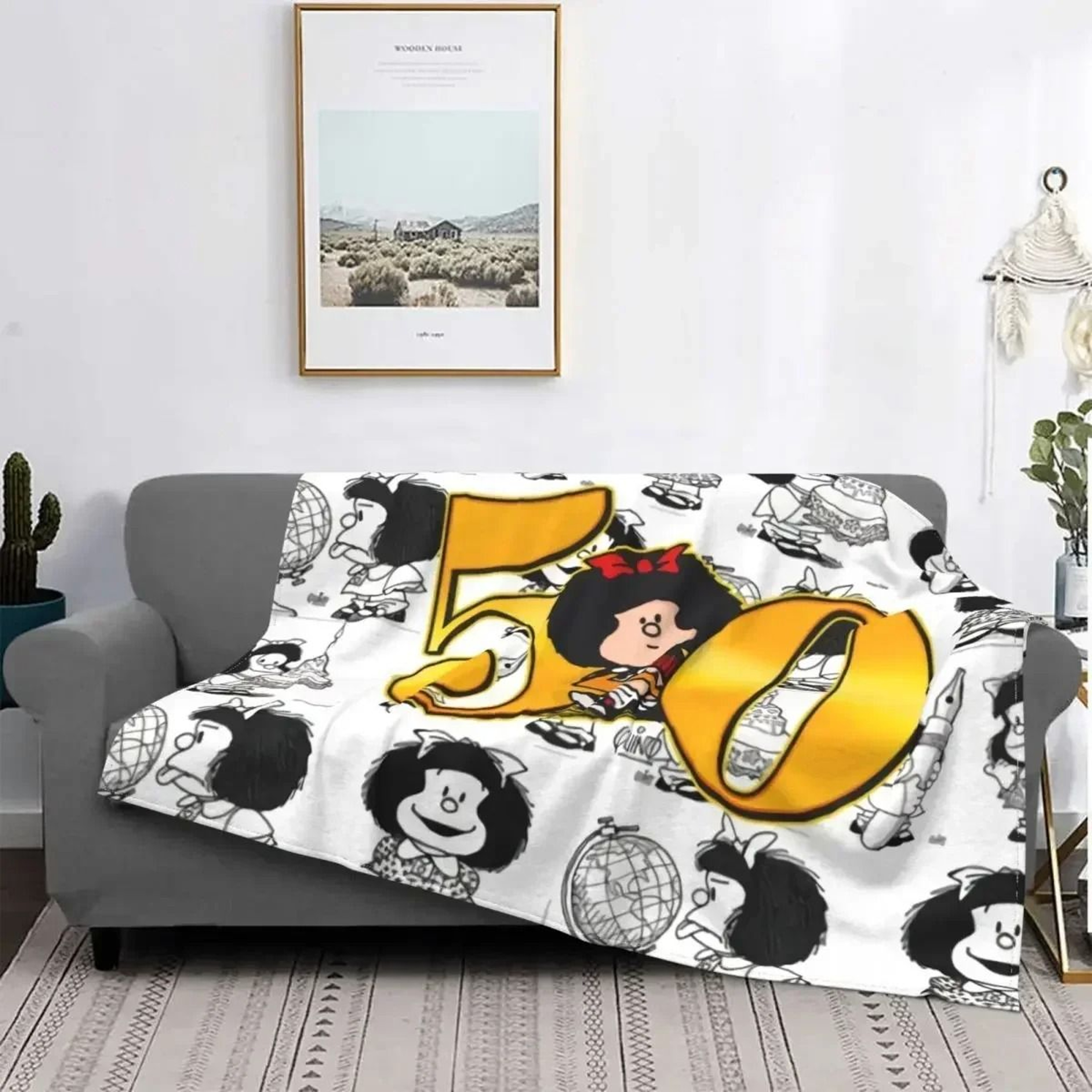 Love Mafalda Soft Flannel Fleece Cartoon Throw Blanket 2
