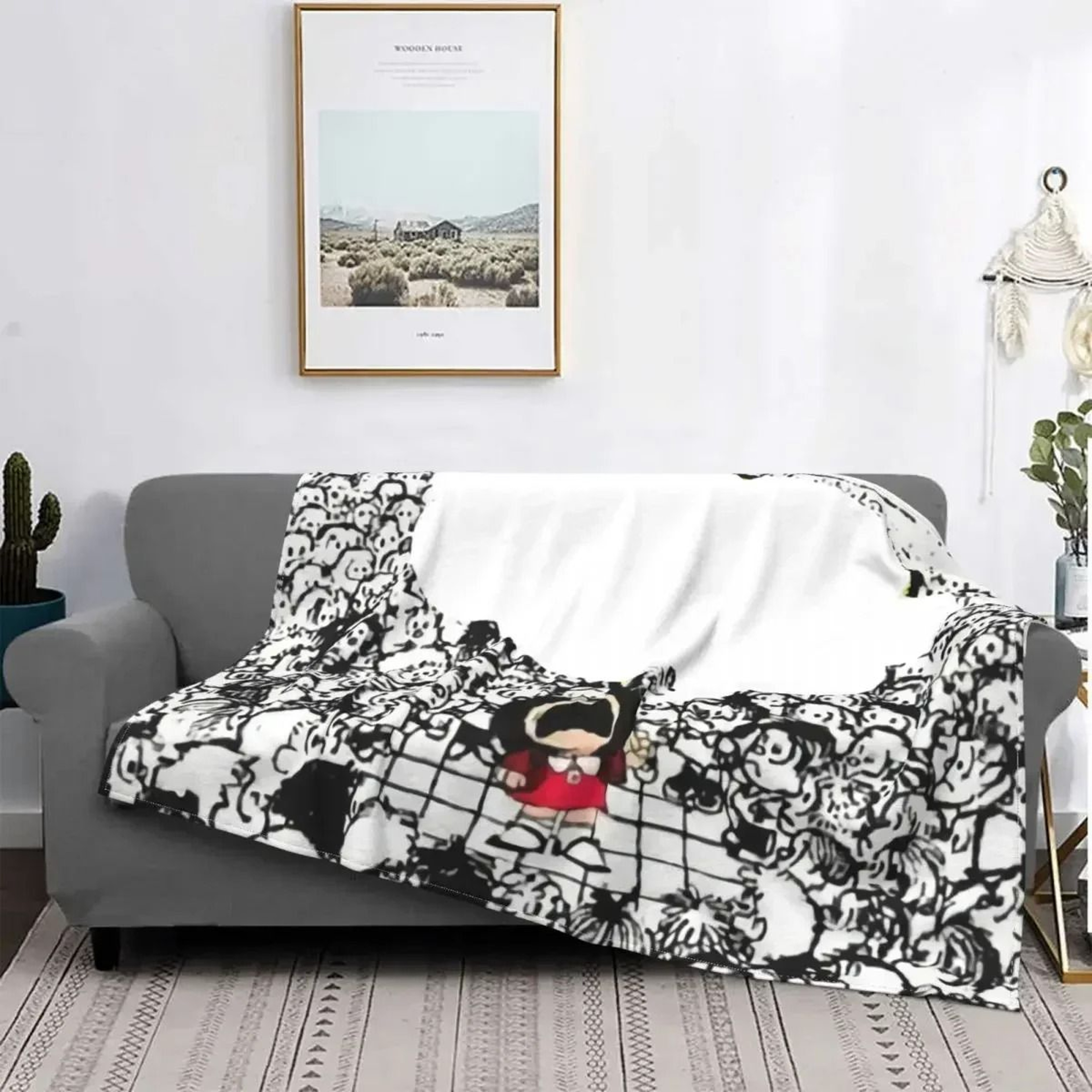 Love Mafalda Soft Flannel Fleece Cartoon Throw Blanket 1