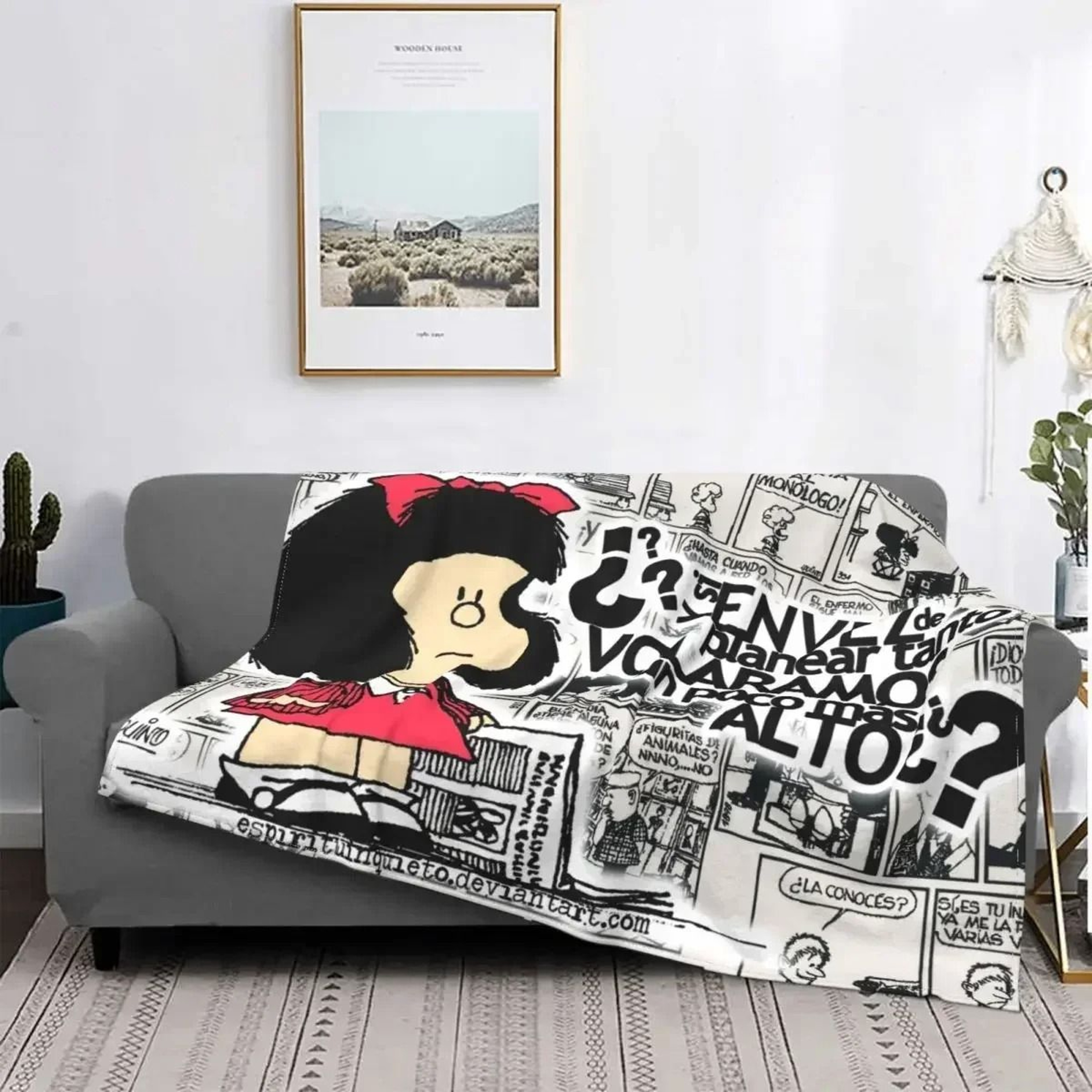 Love Mafalda Soft Flannel Fleece Cartoon Throw Blanket 6