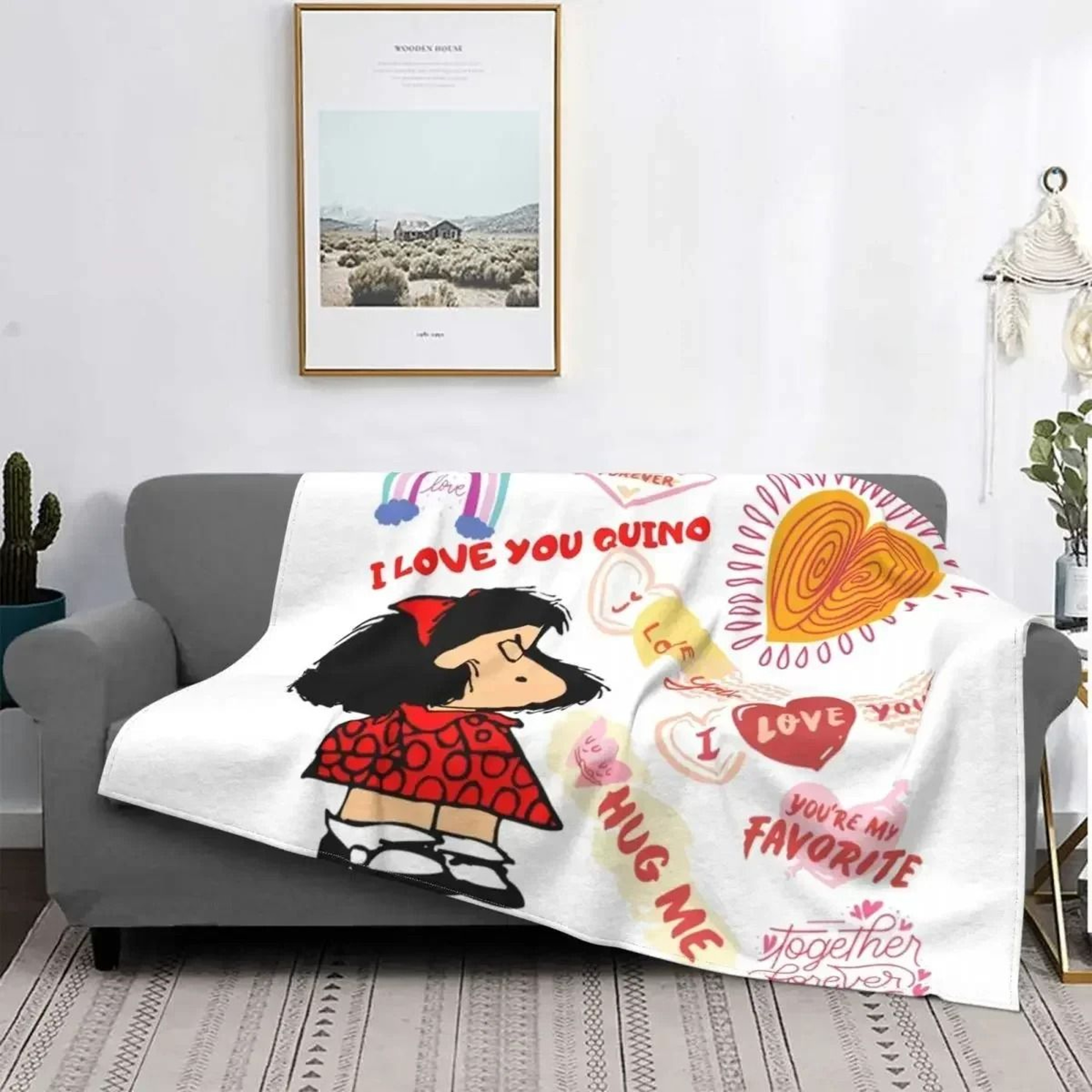 Love Mafalda Soft Flannel Fleece Cartoon Throw Blanket 9