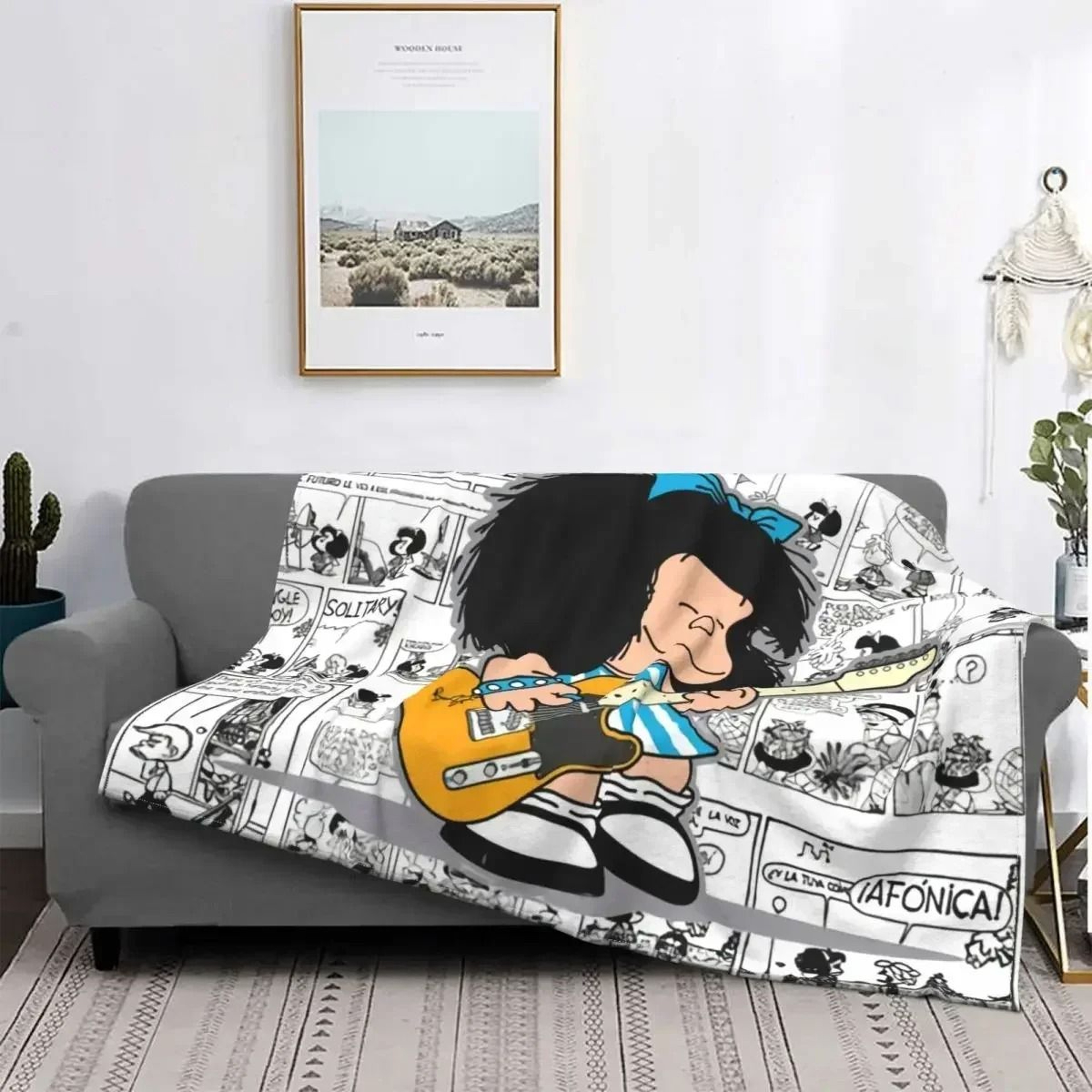 Love Mafalda Soft Flannel Fleece Cartoon Throw Blanket 13