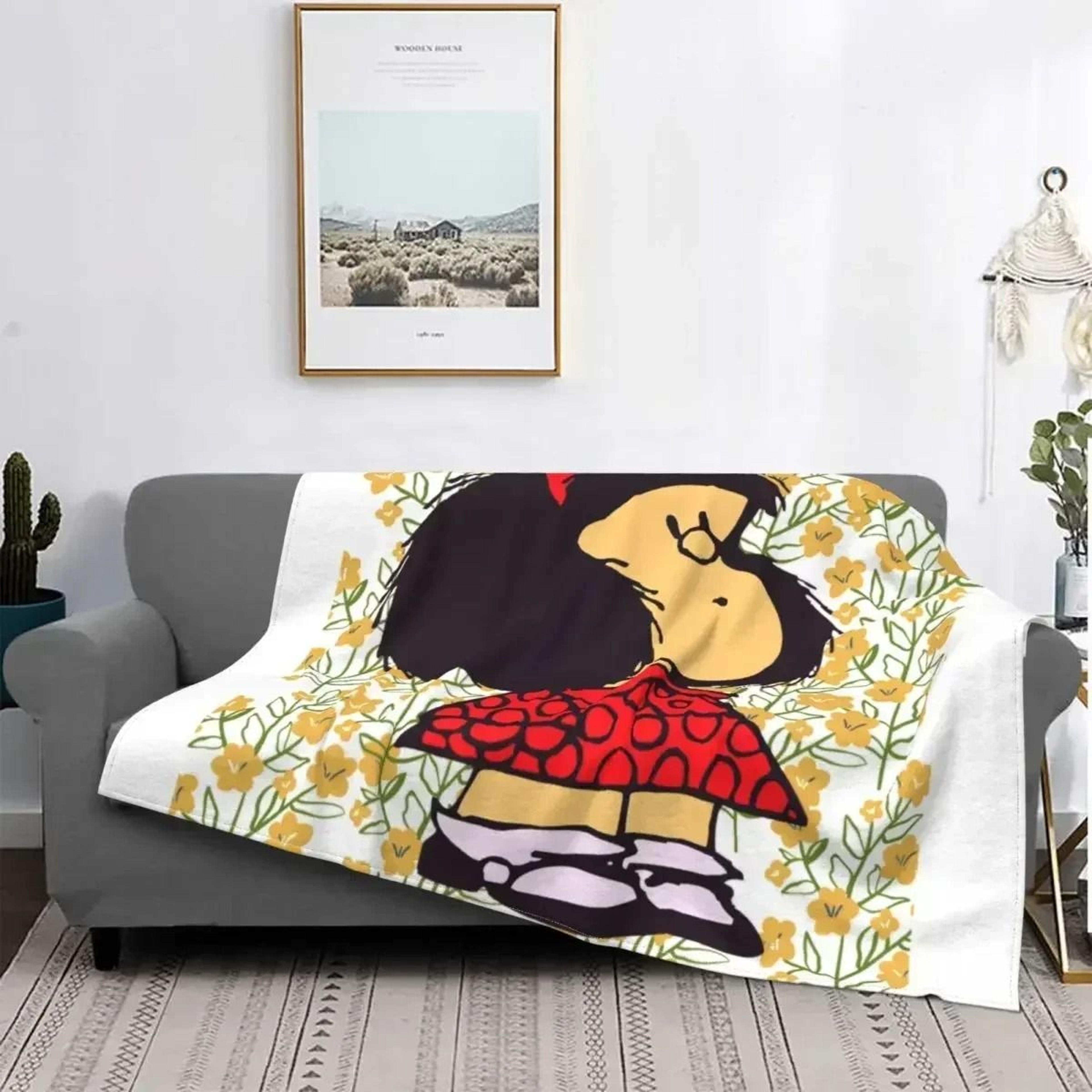 Love Mafalda Soft Flannel Fleece Cartoon Throw Blanket 5