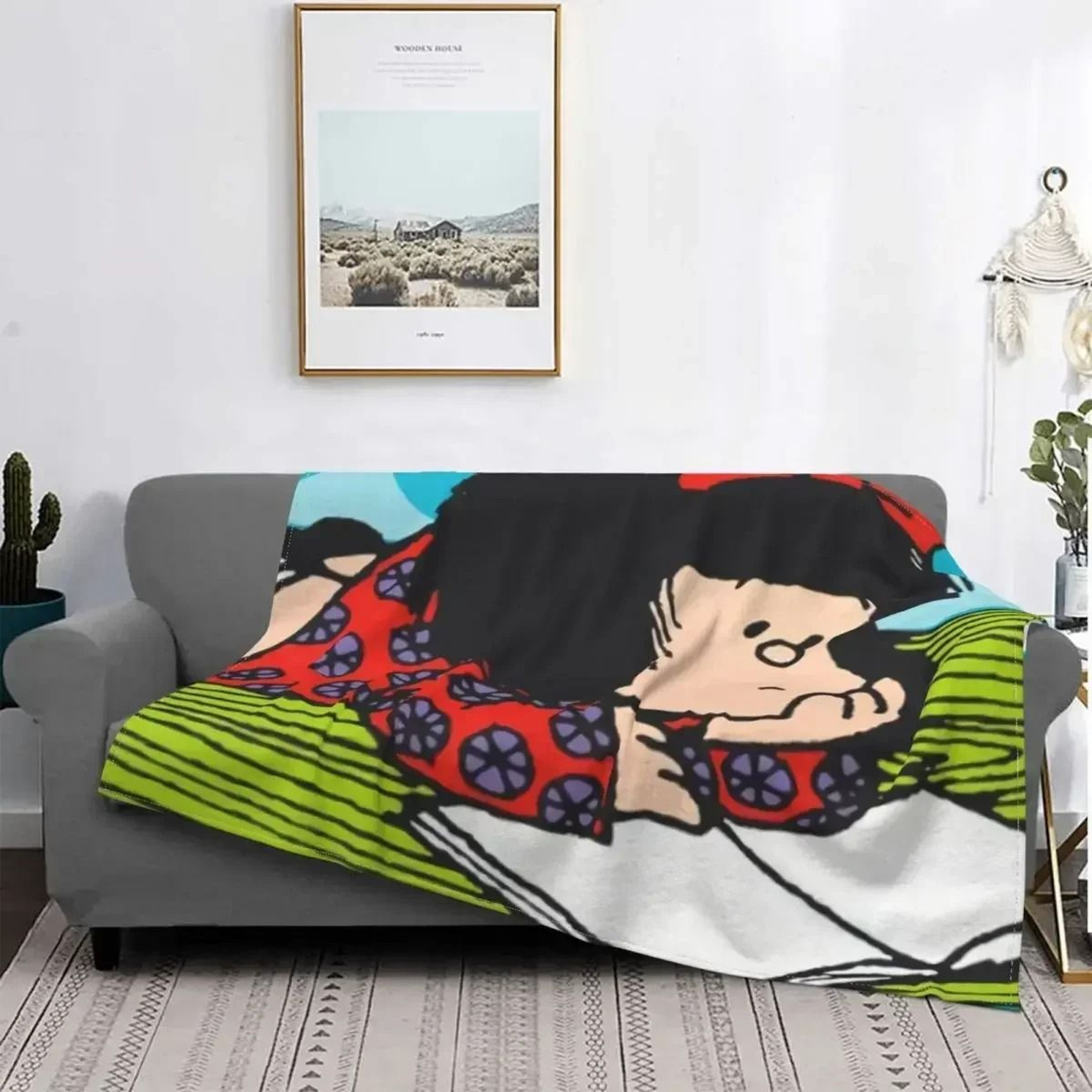 Love Mafalda Soft Flannel Fleece Cartoon Throw Blanket 22