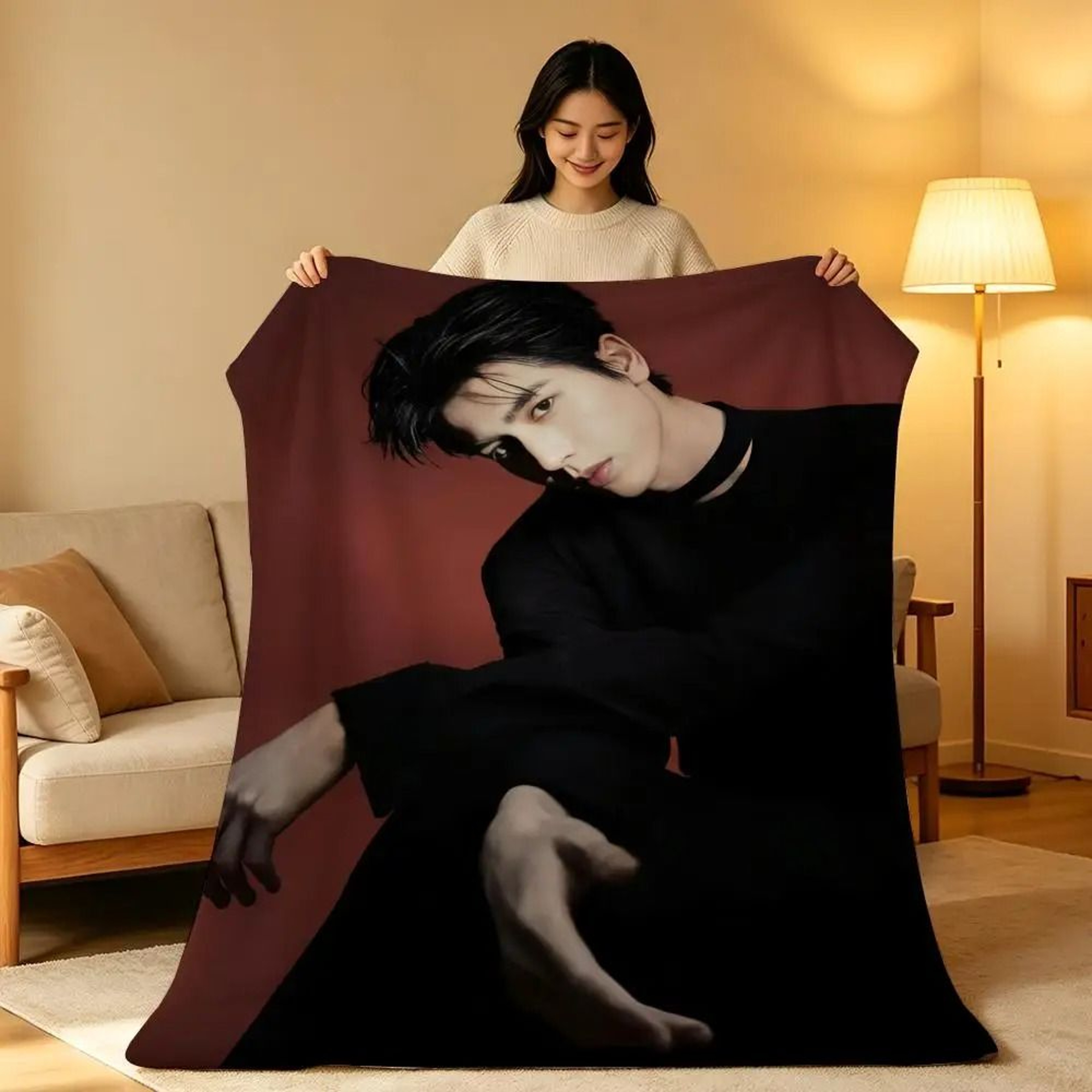 Zhang Linghe Plush Throw Blanket Soft Celebrity Sofa Blanket 4